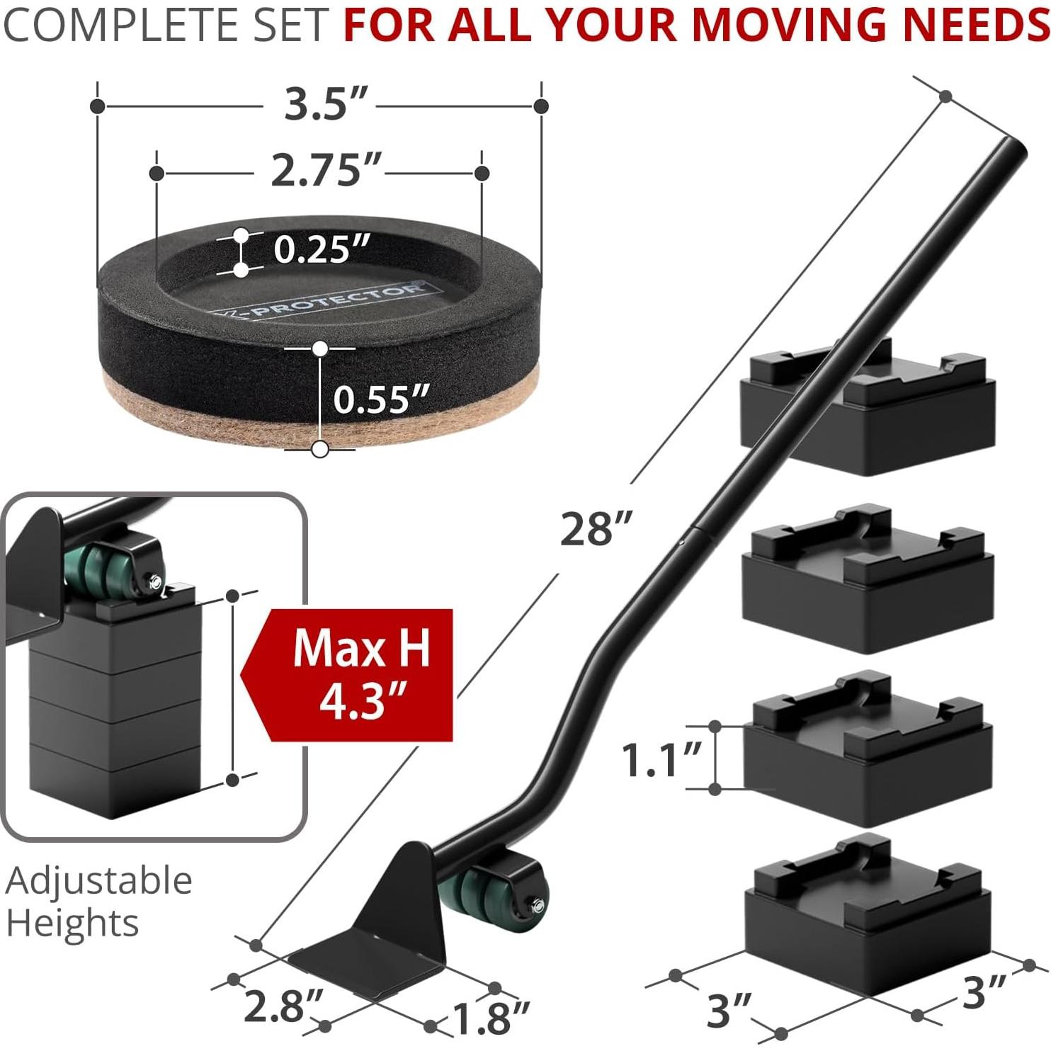 Juego de Deslizadores y Elevador de Muebles X-PROTECTOR 4 PCS