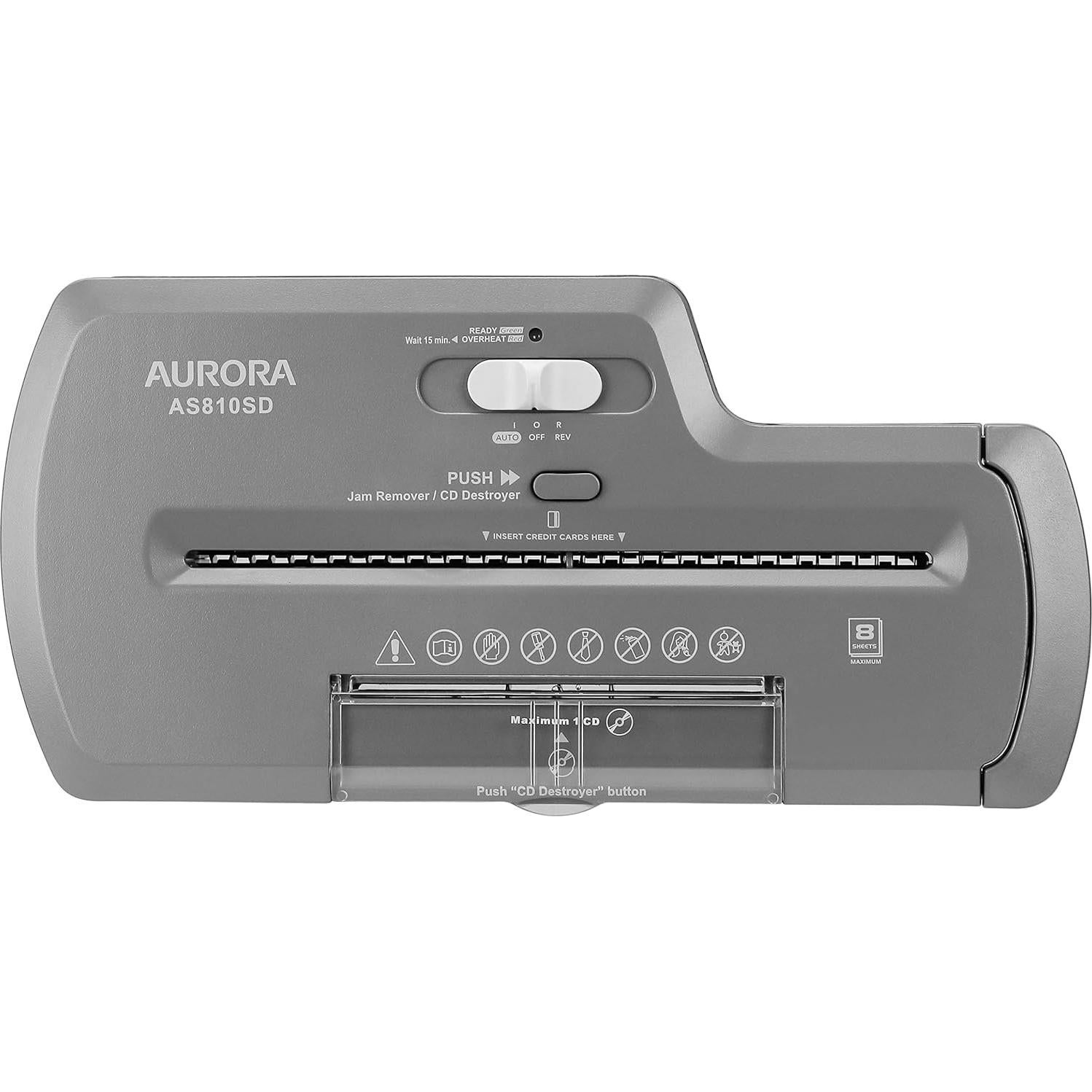 Trituradora de Papel Aurora AS810SD 8 Hojas Corte en Tiras