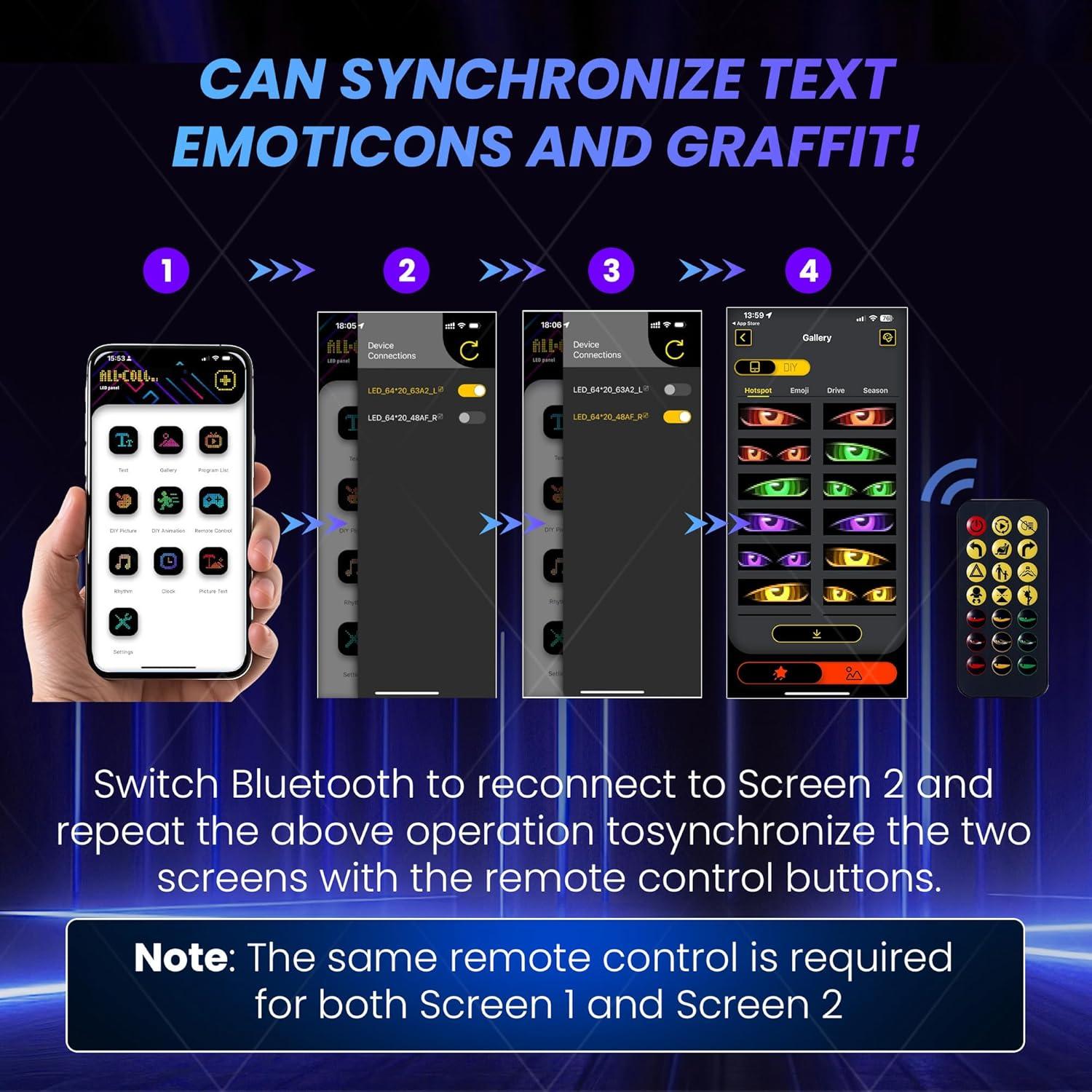 Ojos LED para Parabrisas RHYVON EMD, Control Remoto y APP