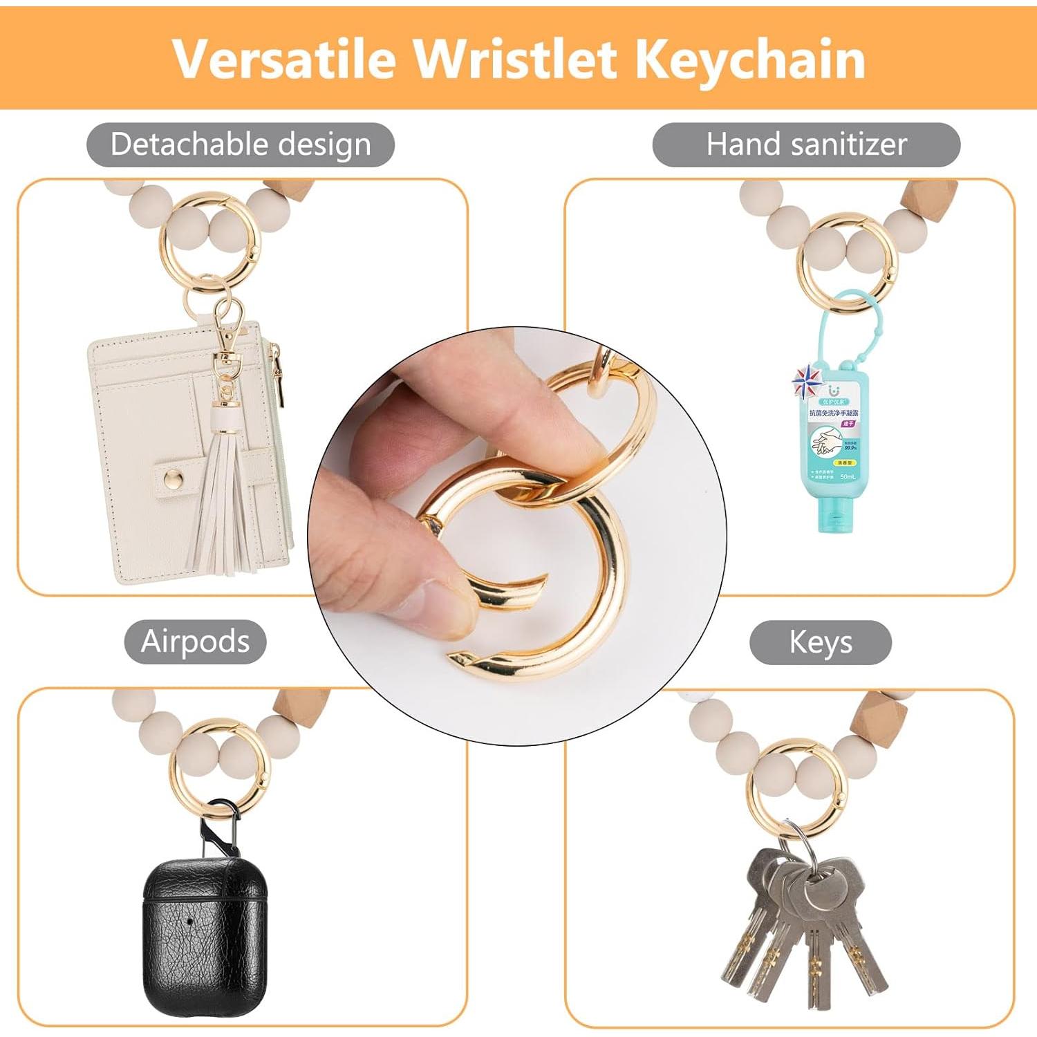 Monedero Llavero Muñequera Beige KNGITRYI RFID Delgado