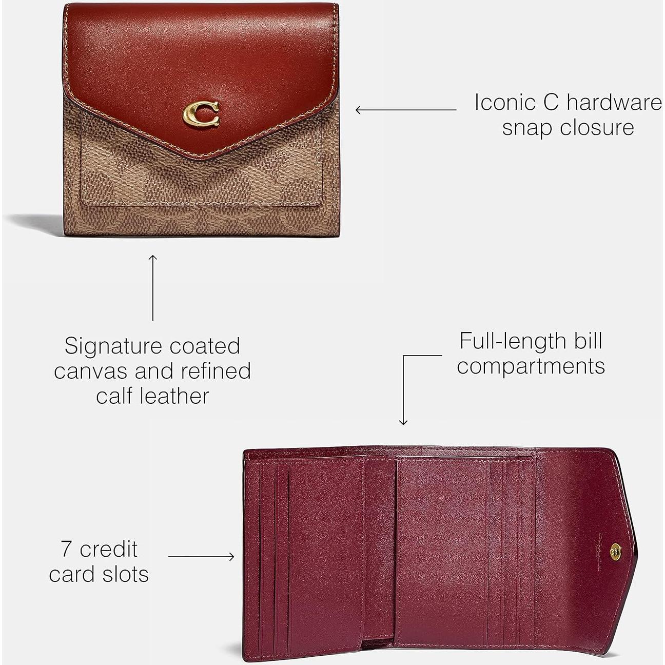 Billetera Coach Wyn de lona recubierta con 7 ranuras