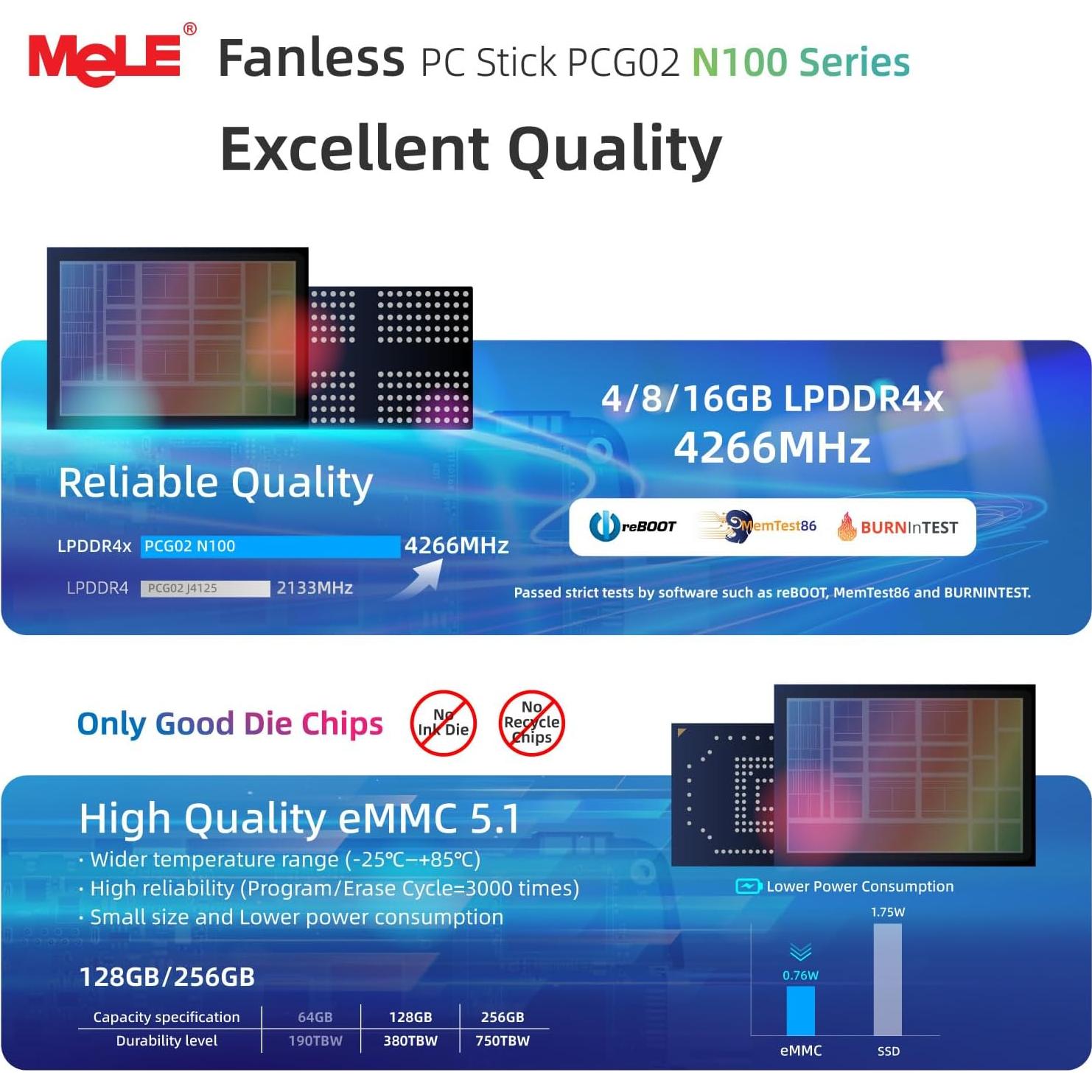 Mini PC Stick MeLE PCG02 N100 8GB 128GB 4K USB-C