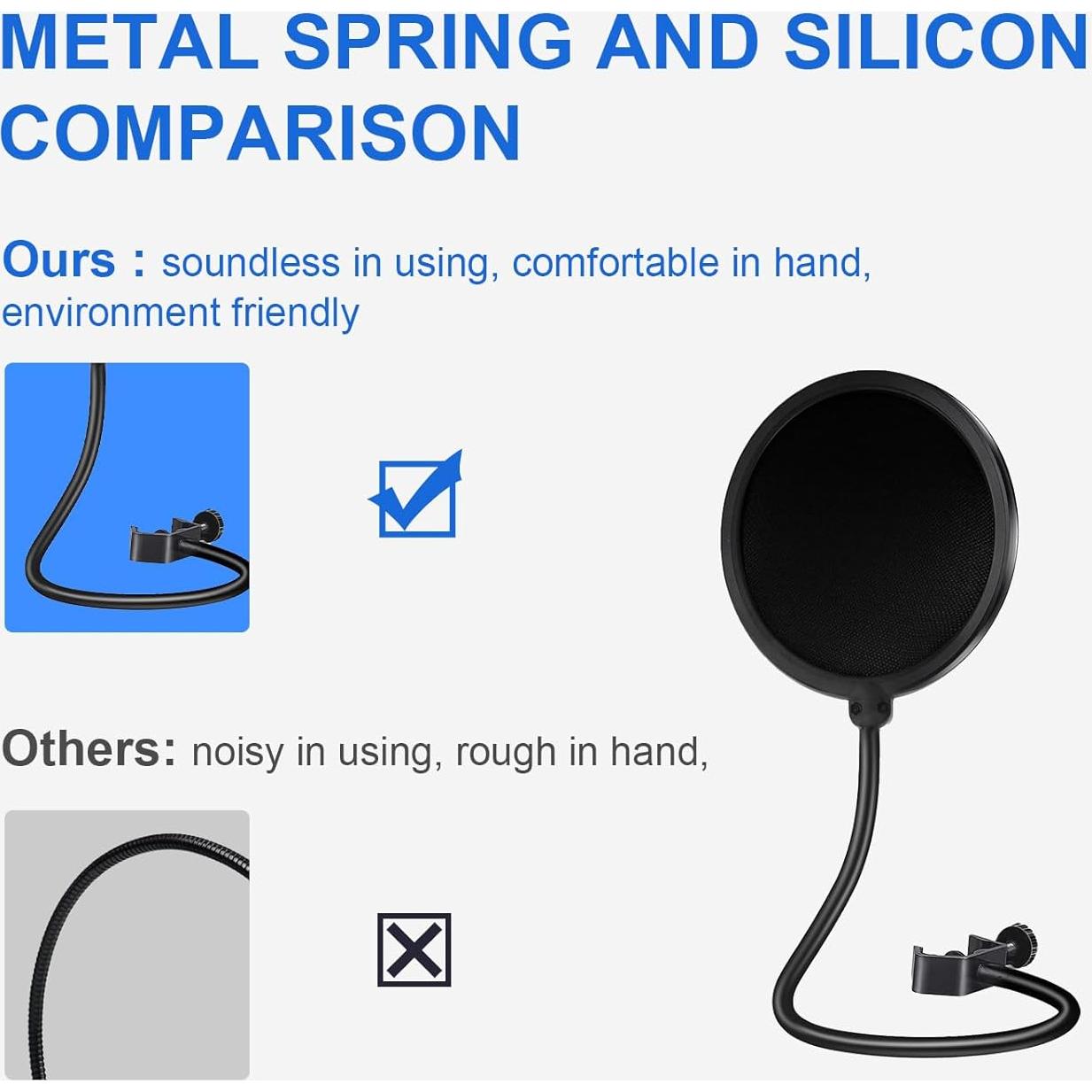 Filtro Pop Doble Capa para Micrófono Blue Yeti - Soporte Ajustable