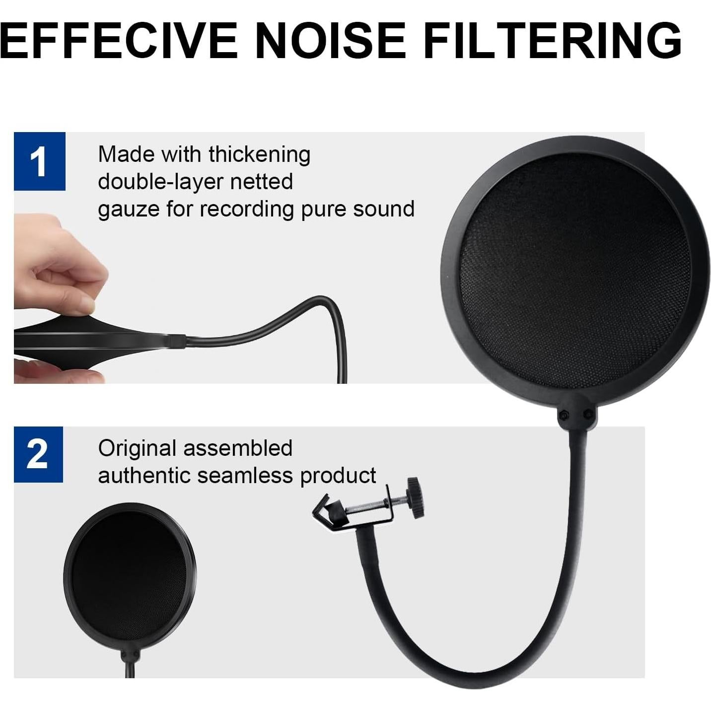 Filtro Pop Doble Capa para Micrófono Blue Yeti - Soporte Ajustable