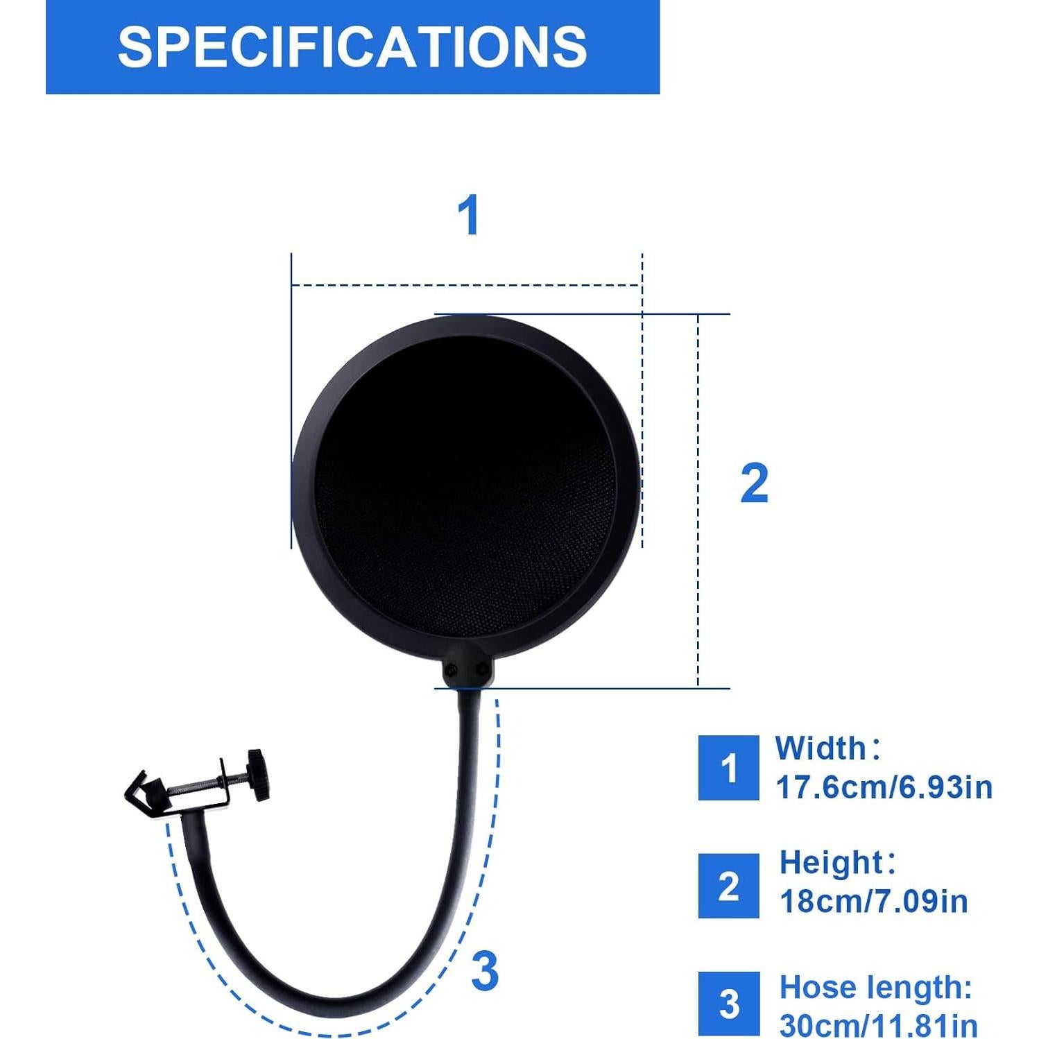 Filtro Pop Doble Capa para Micrófono Blue Yeti - Soporte Ajustable