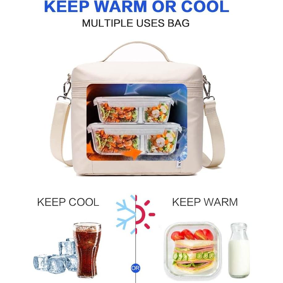 Bolsa de Almuerzo Aislada NOL Crema Mediana 8L Impermeable