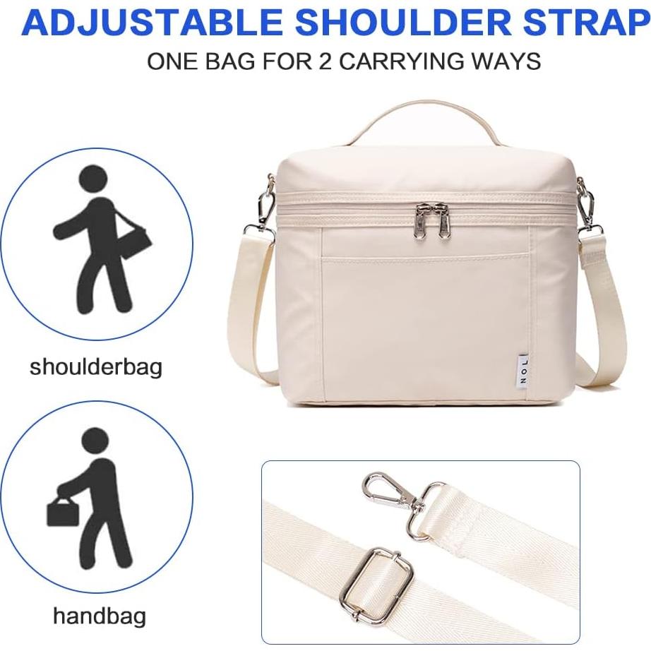 Bolsa de Almuerzo Aislada NOL Crema Mediana 8L Impermeable