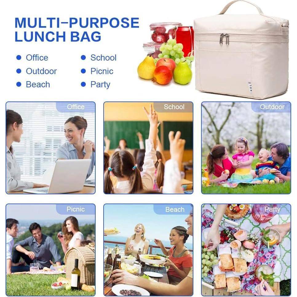 Bolsa de Almuerzo Aislada NOL Crema Mediana 8L Impermeable