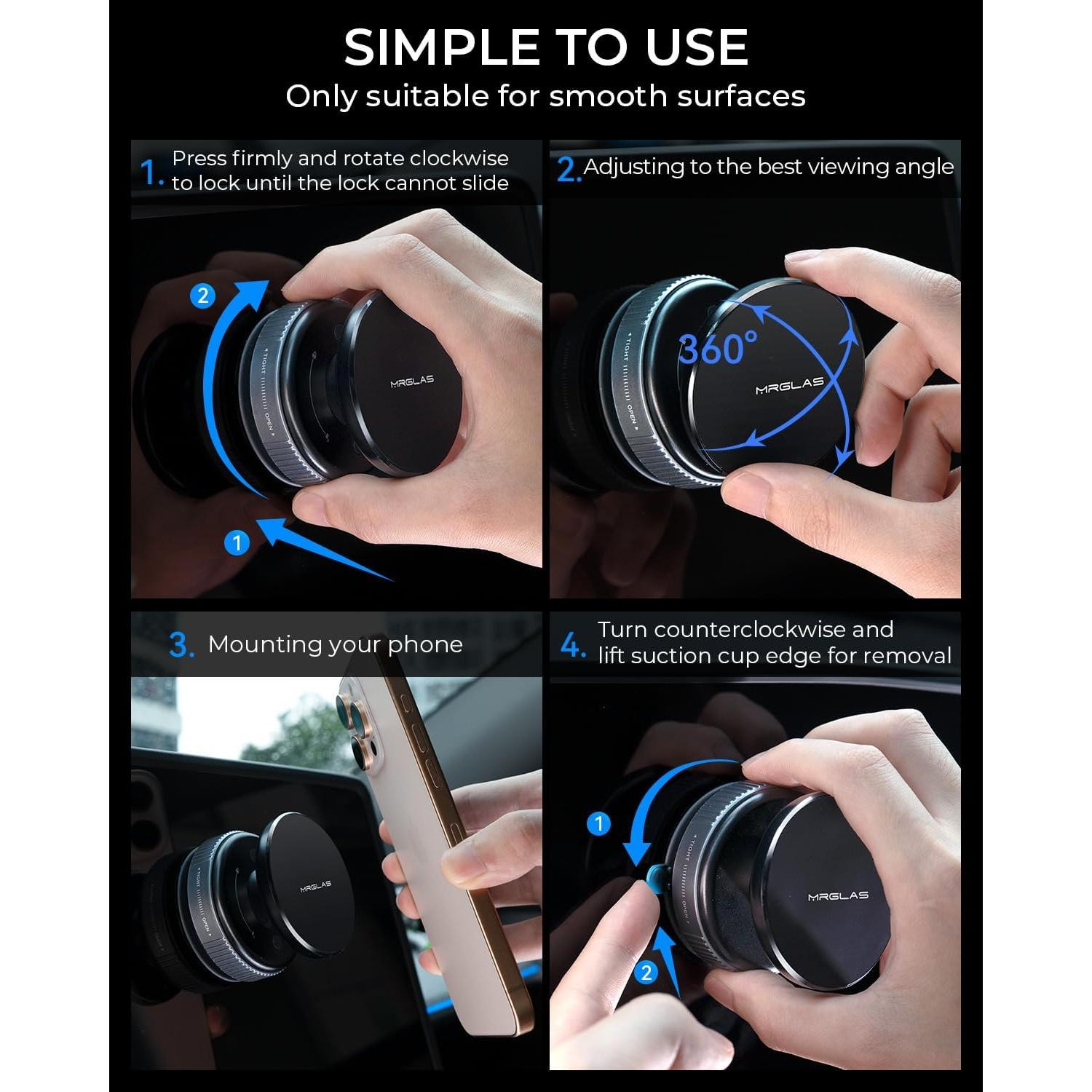 Soporte Magnético Ajustable 360° MRGLAS para Teléfono - Negro