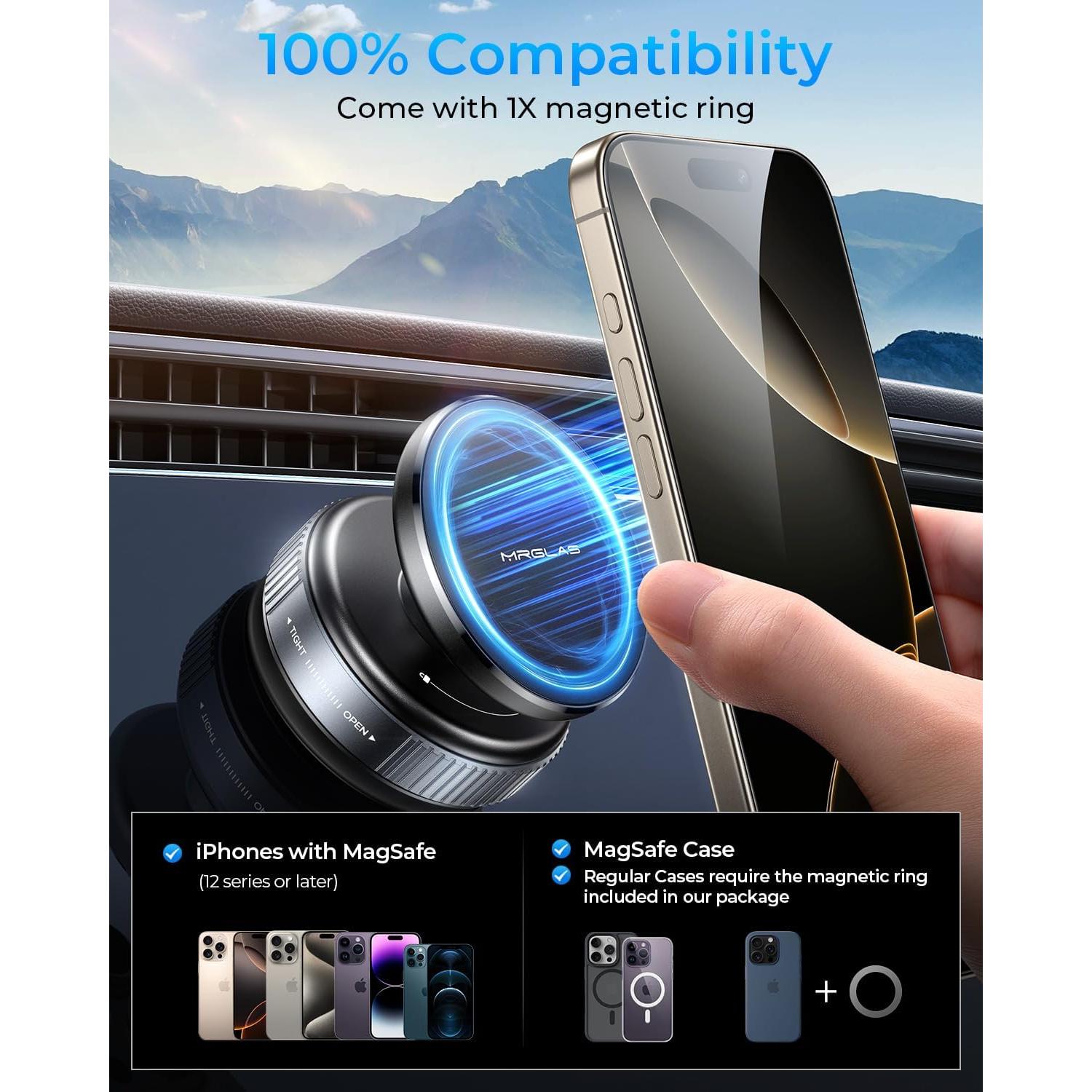 Soporte Magnético Ajustable 360° MRGLAS para Teléfono - Negro