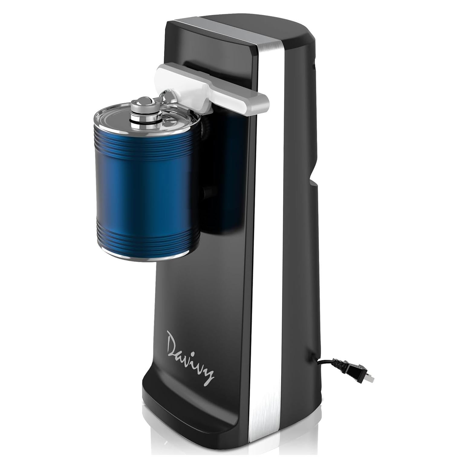 Abridor de Latas Eléctrico Davivy 3 en 1 Acero Inoxidable Negro