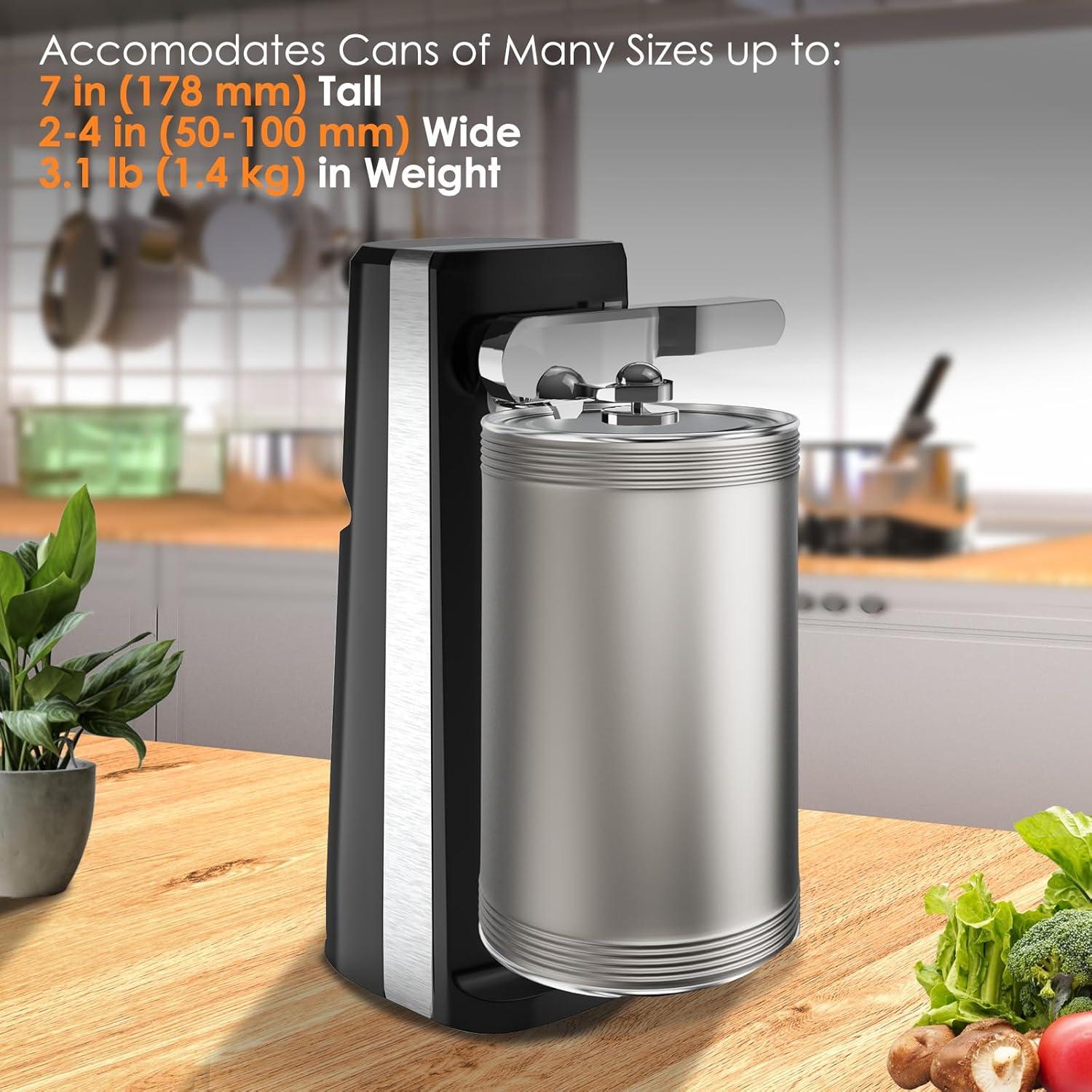 Abridor de Latas Eléctrico Davivy 3 en 1 Acero Inoxidable Negro