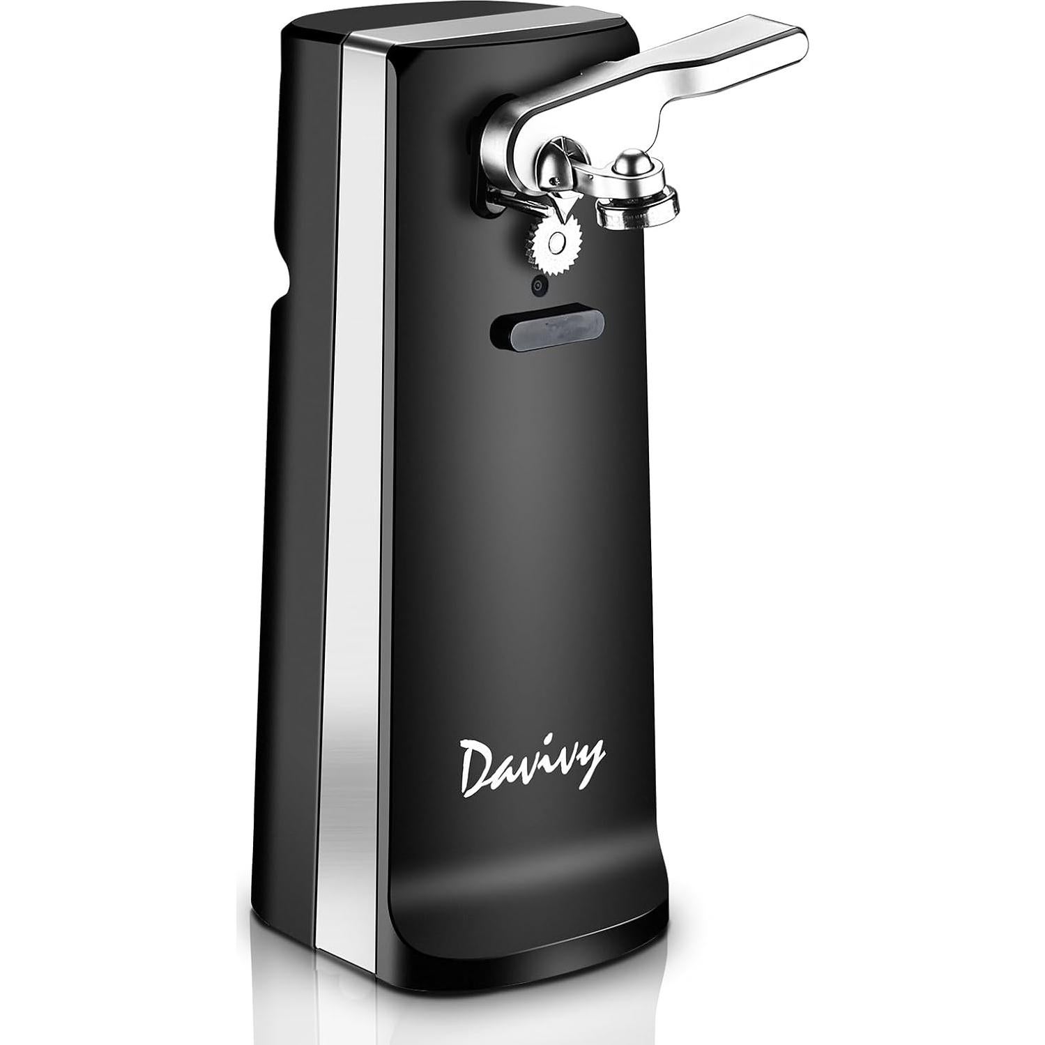 Abridor de Latas Eléctrico Davivy 3 en 1 Acero Inoxidable Negro
