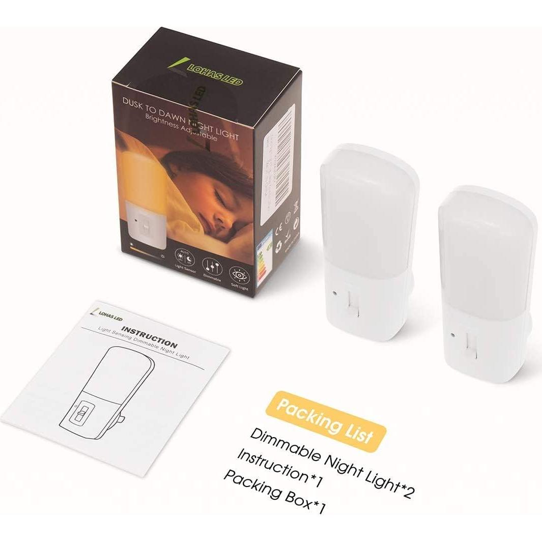 Luz Nocturna Enchufable LOHAS-LED 3000K Regulable 2 Paquete