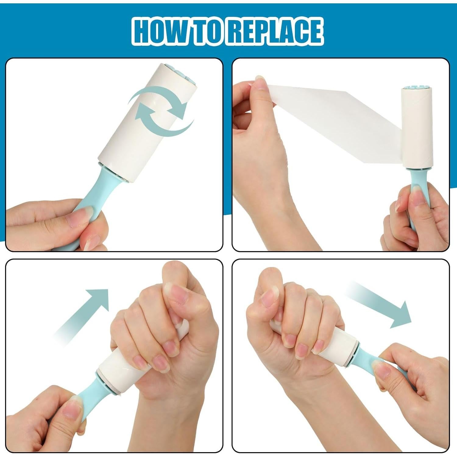 Rodillos de Pelusa Hushee 50 Piezas Azul 3000 Hojas Portátil