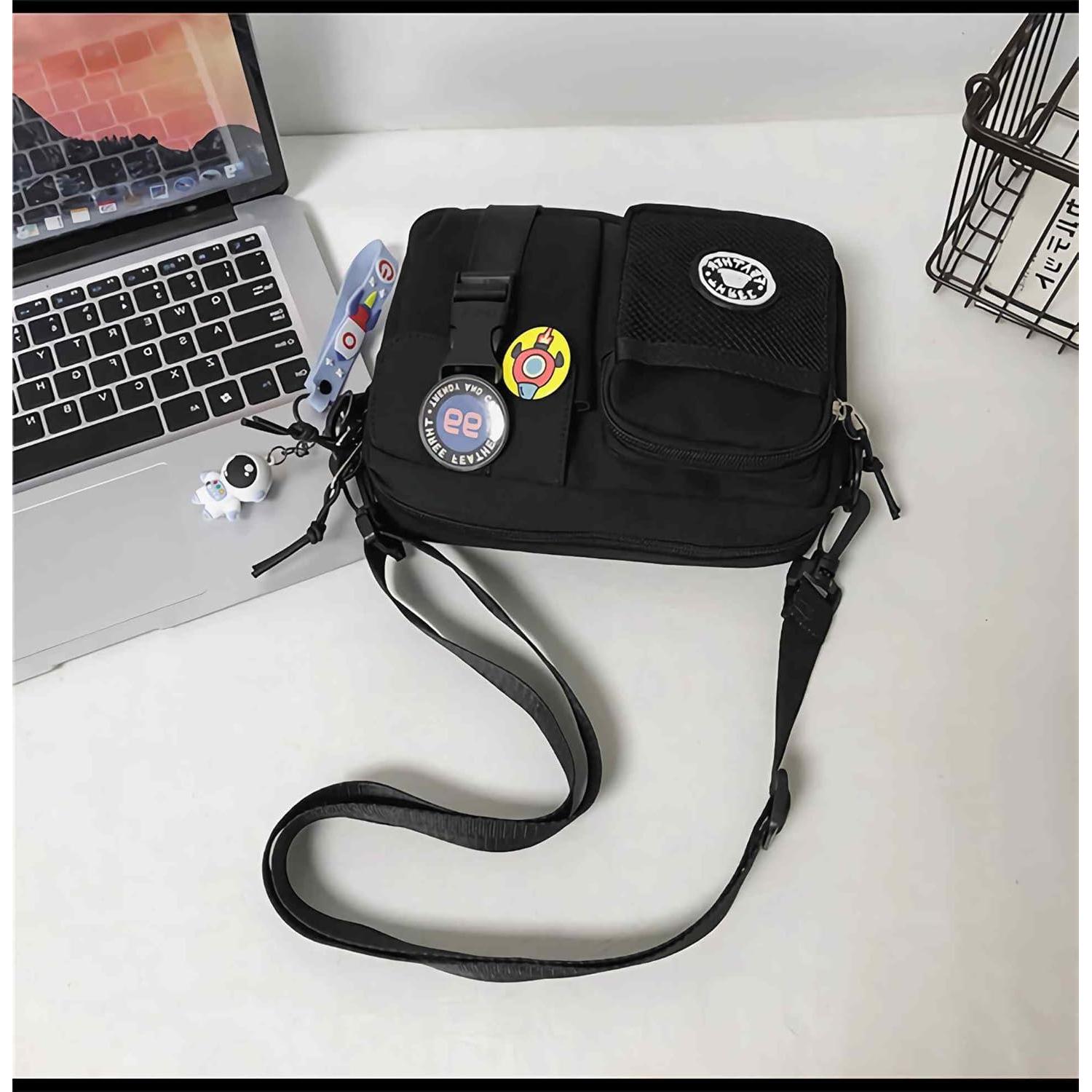 Bolsa Cruzada Negra Lefe Liee para Hombres 24x20 cm