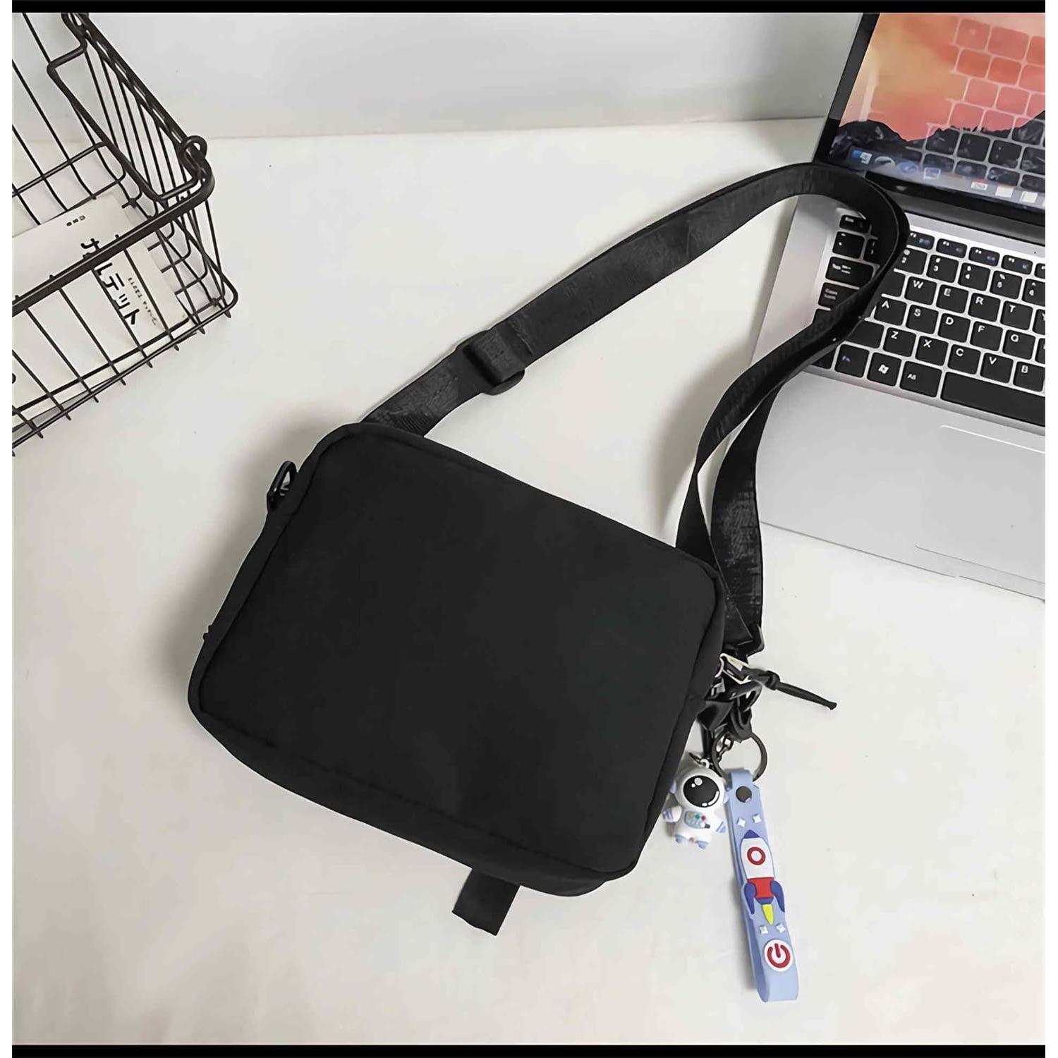 Bolsa Cruzada Negra Lefe Liee para Hombres 24x20 cm