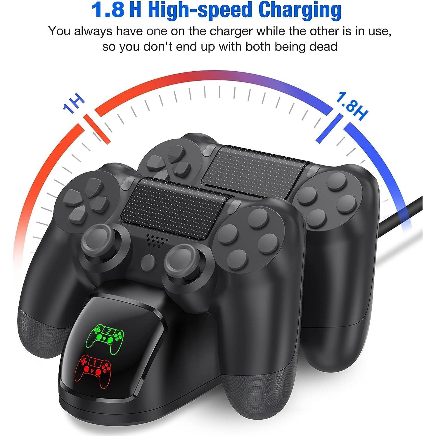 Estación de Carga PS4 NinJoyGo Carga Rápida Dual 1.8H