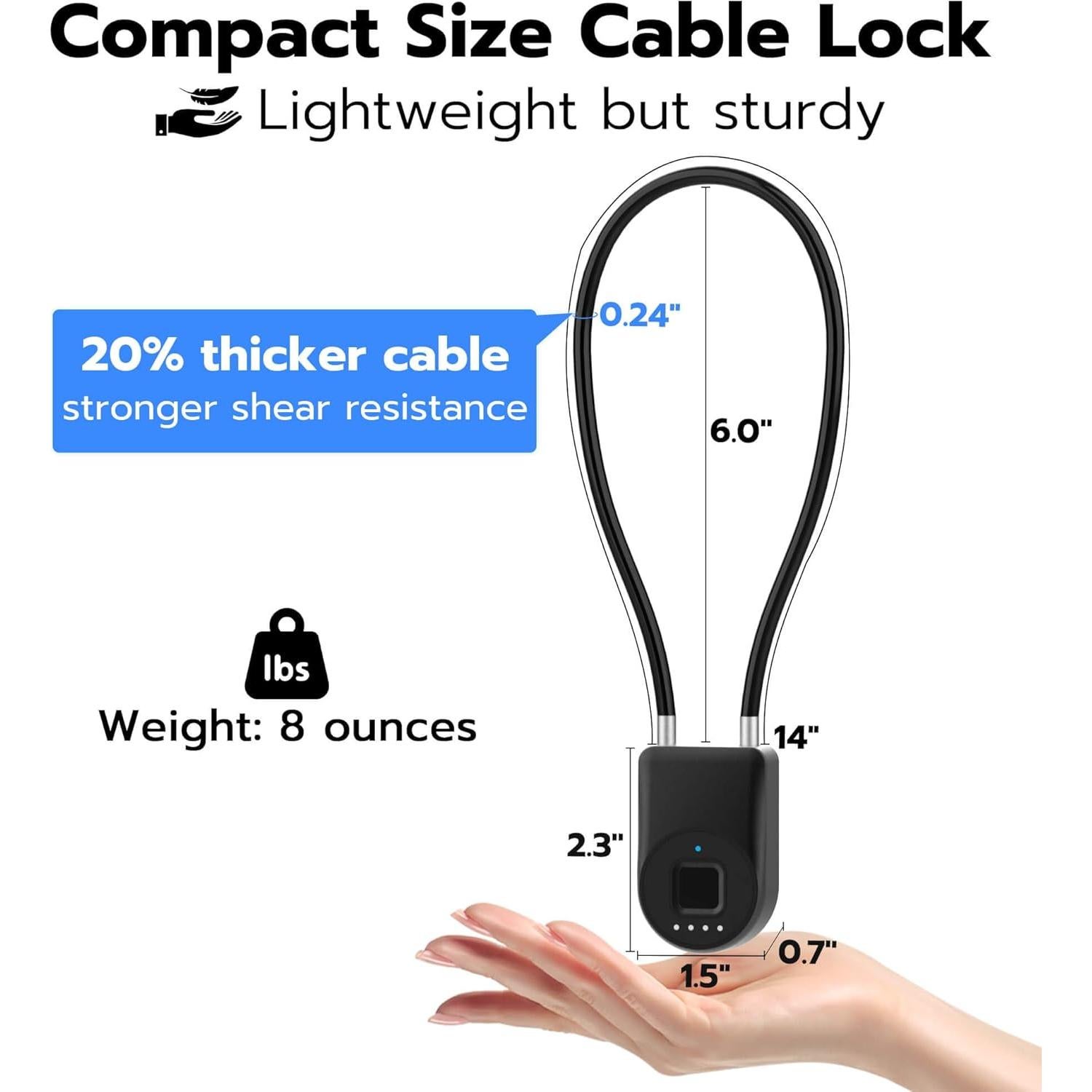 Candado Biométrico Bluetooth Anweller P2B 35.56 cm Negro