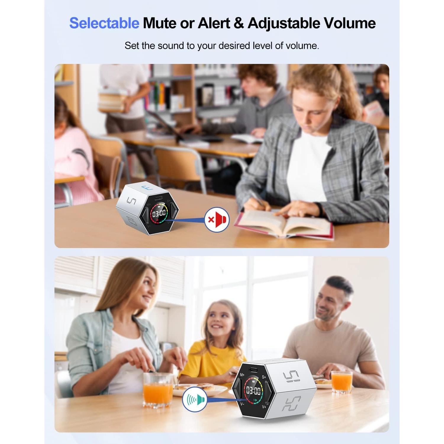 Temporizador Pomodoro PIHEN Gris, 6 Modos, Recargable, Magnético