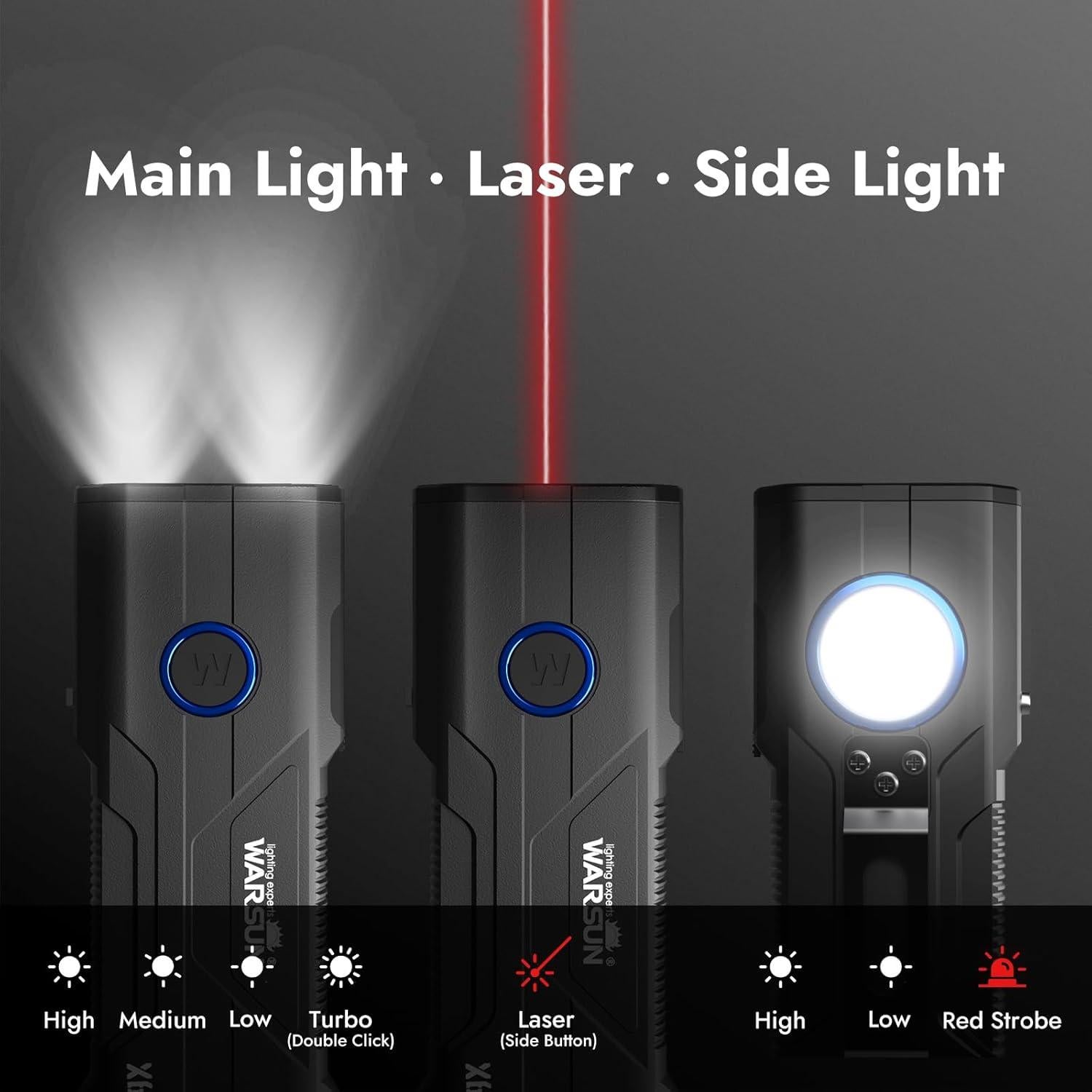 Linterna Recargable WARSUN X608S 2600 Lúmenes LED Aluminio