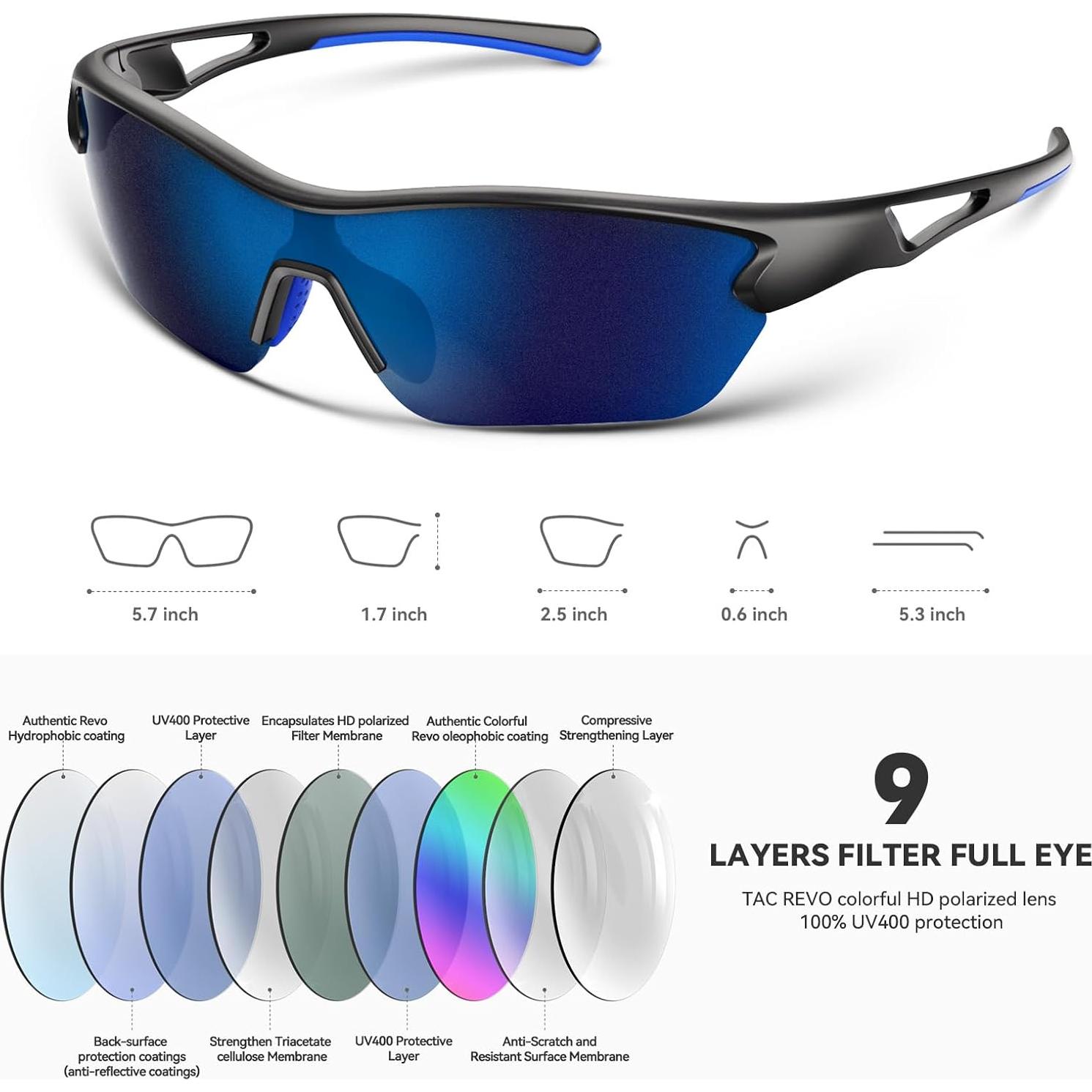 Gafas de sol deportivas BEACOOL polarizadas UV400 para hombre y mujer