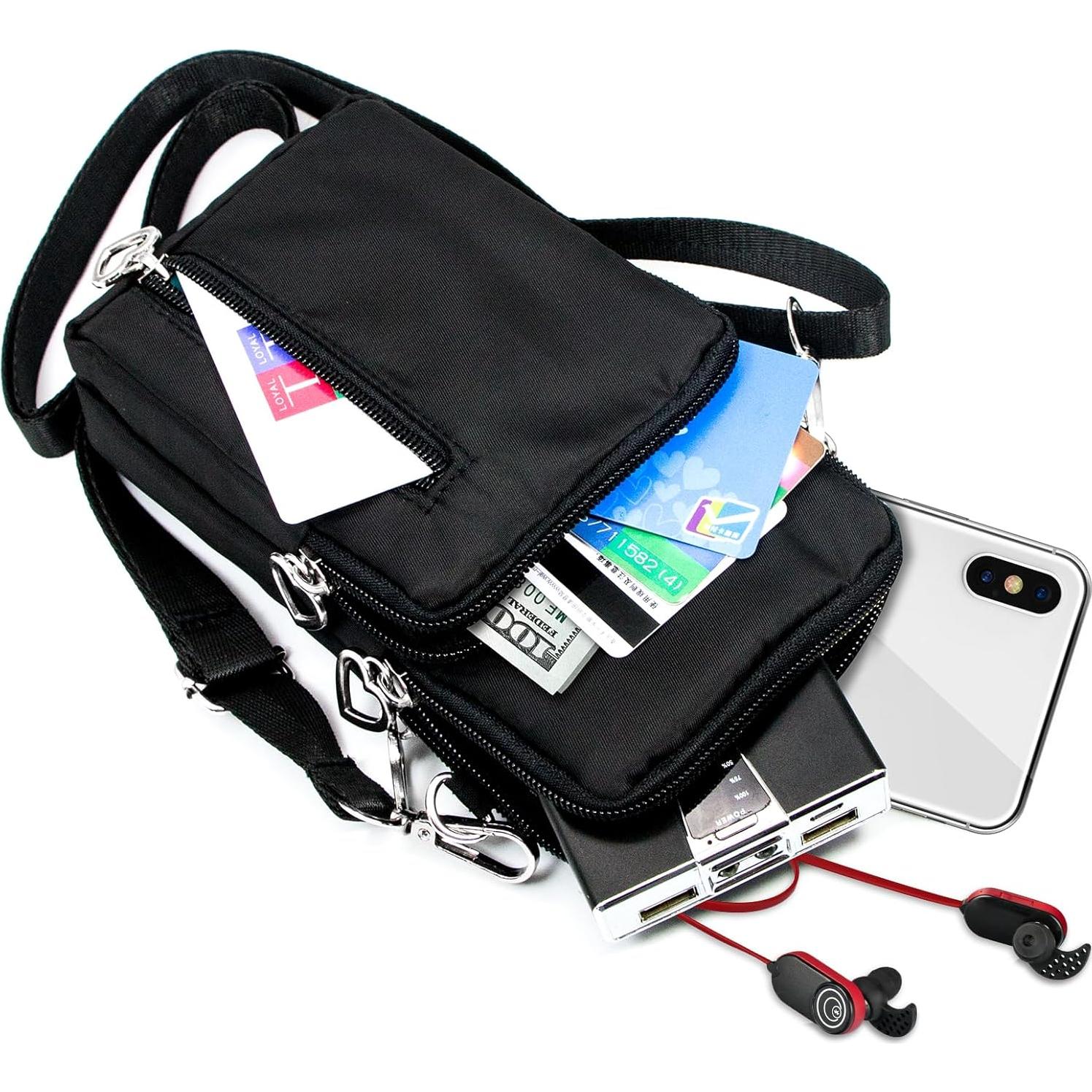 Bolsa Cruzada BIAOTIE Pequeña Ligera para Teléfono Negro