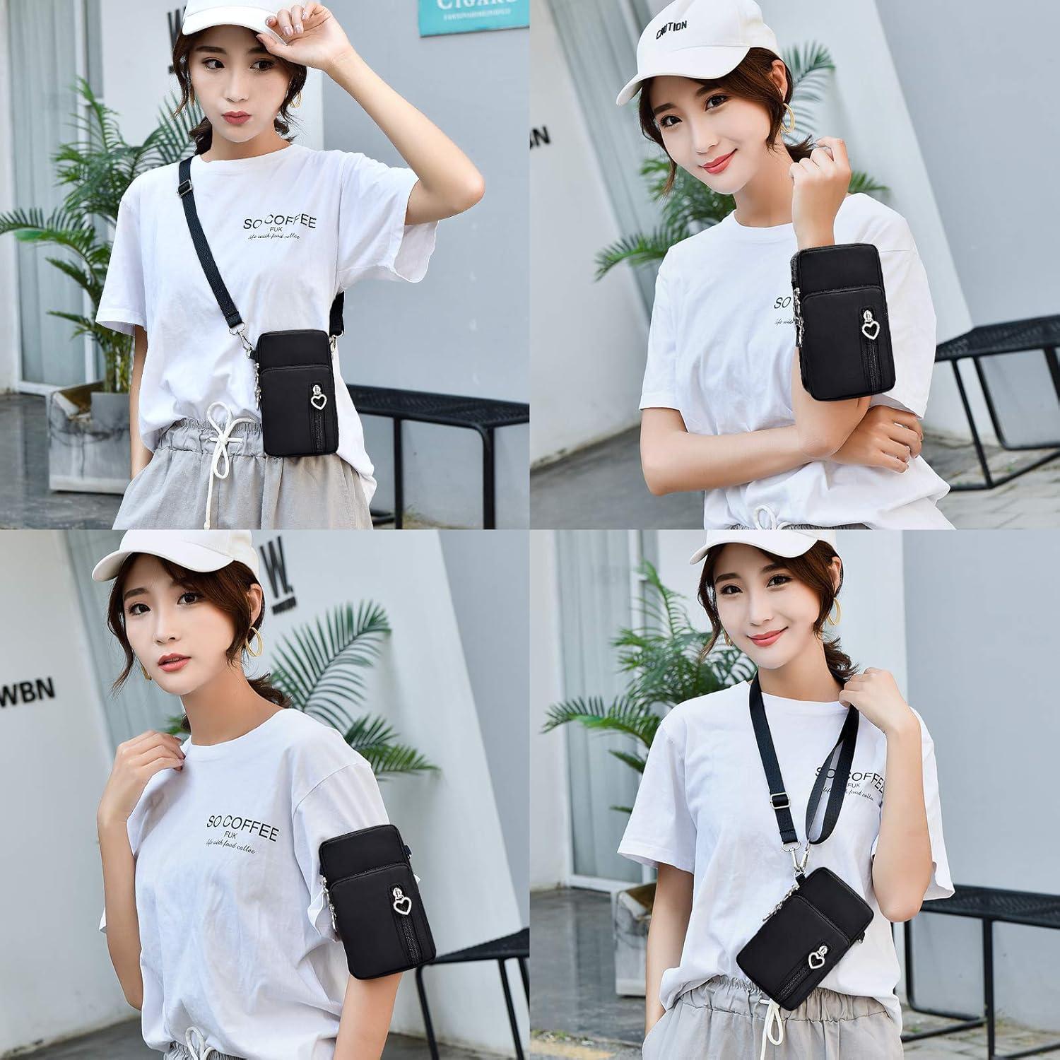 Bolsa Cruzada BIAOTIE Pequeña Ligera para Teléfono Negro