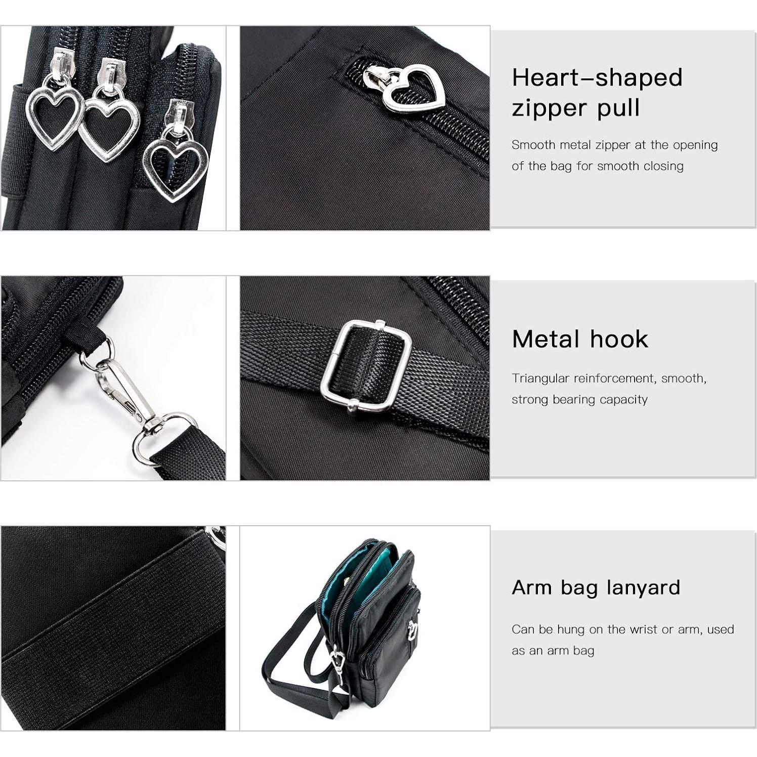 Bolsa Cruzada BIAOTIE Pequeña Ligera para Teléfono Negro