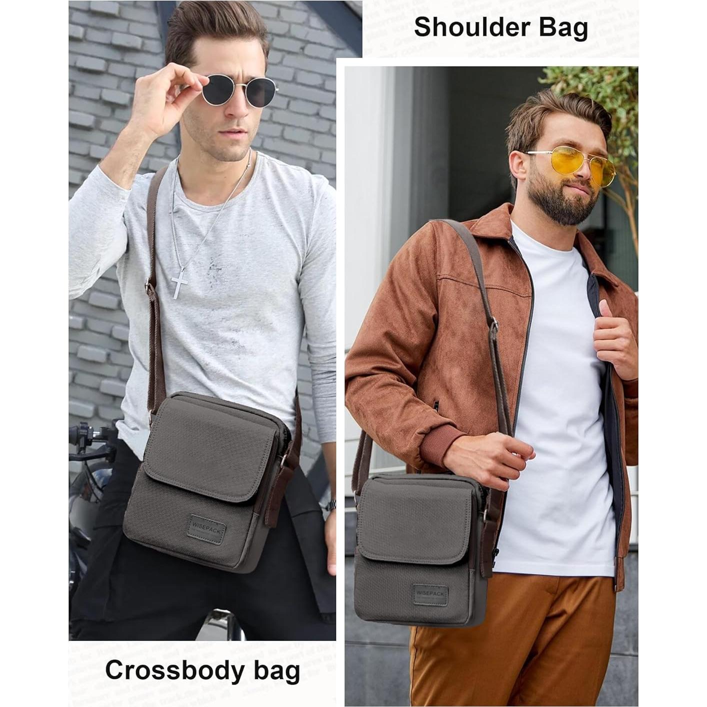 Bolso Cruzado Pequeño para Hombres Lona Ajustable Negro
