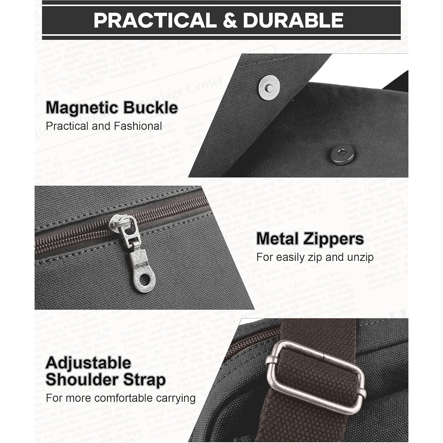 Bolso Cruzado Pequeño para Hombres Lona Ajustable Negro