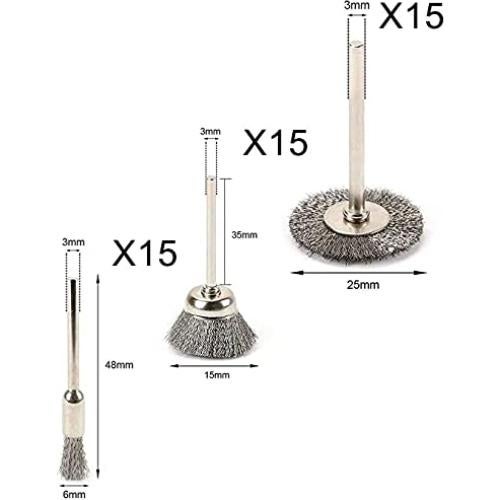 Juego de 45 Piezas de Cepillos de Alambre JIUNENG para Taladro