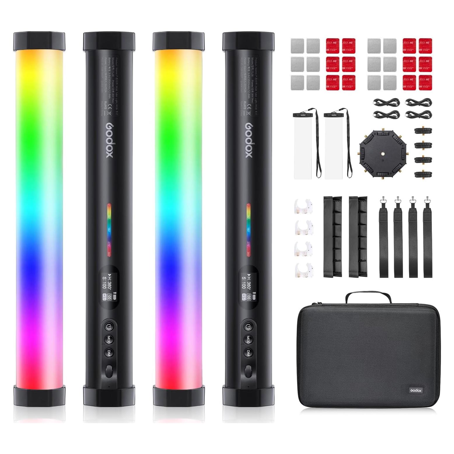 Godox TL30 4Pack Tubos de Luz RGB Portátiles 2700-6500K
