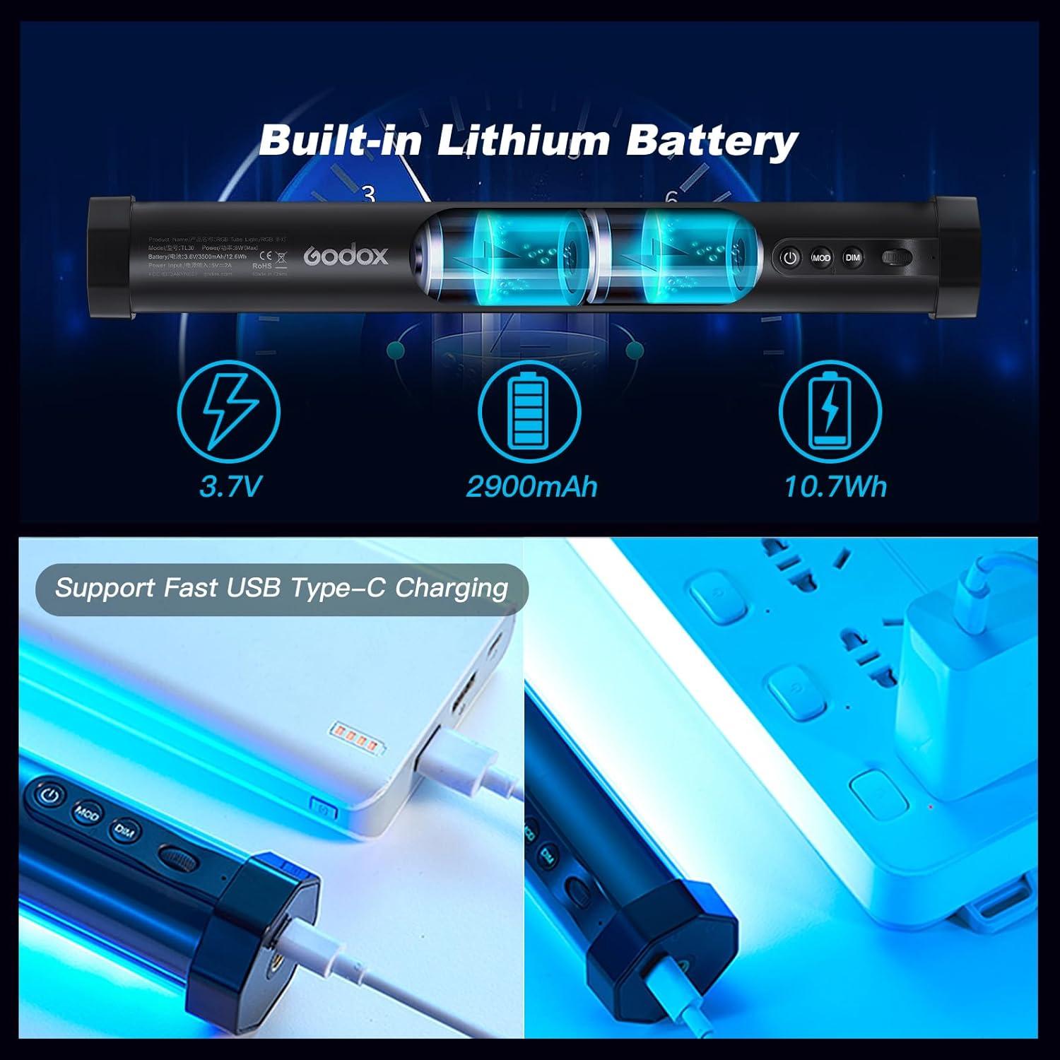 Godox TL30 4Pack Tubos de Luz RGB Portátiles 2700-6500K