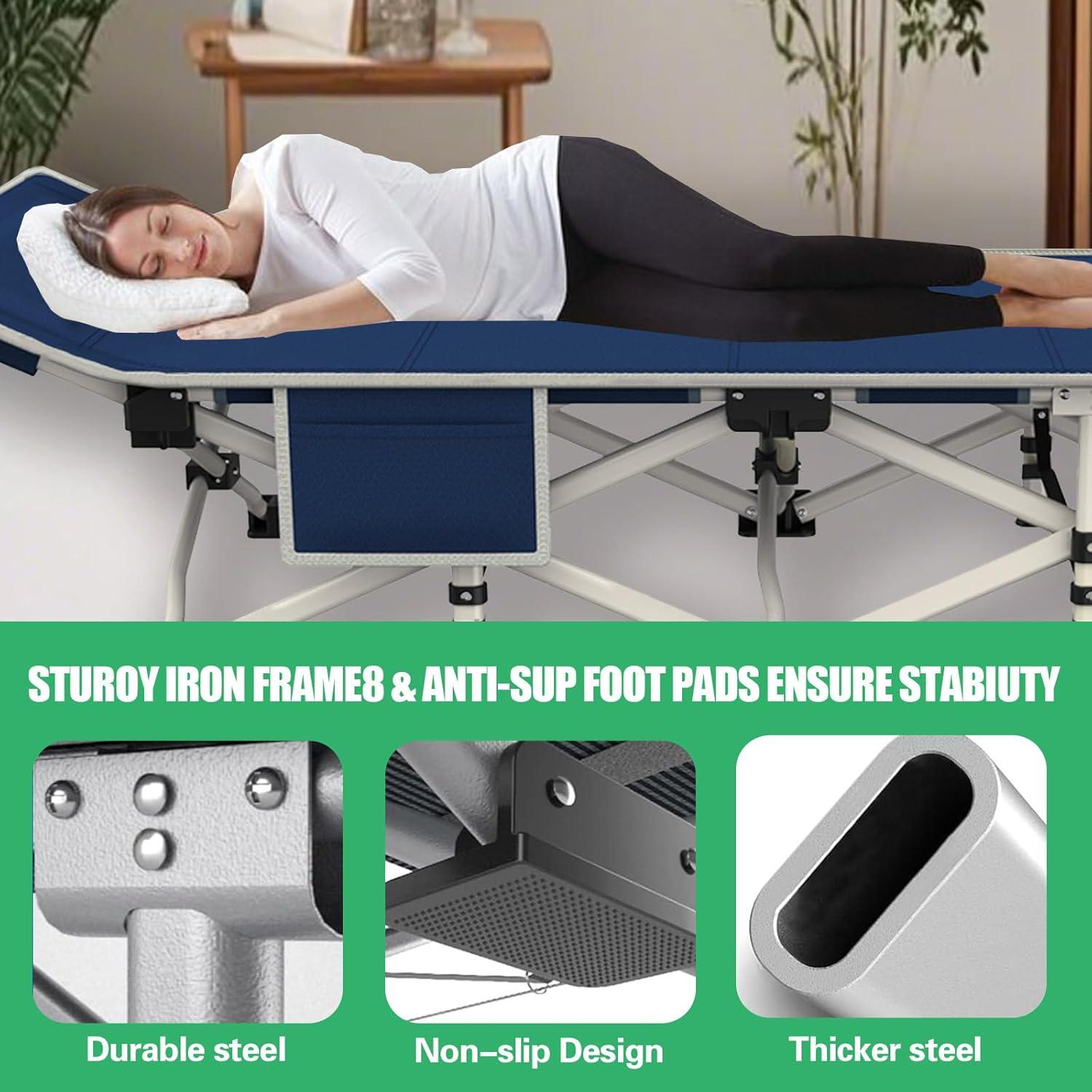 Cama de Camping Plegable GETOVIN 2 Paquete Doble Capa Oxford