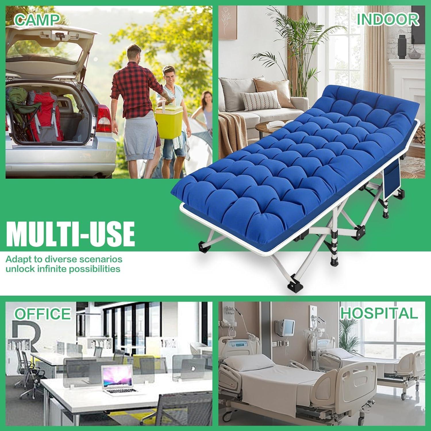 Cama de Camping Plegable GETOVIN 2 Paquete Doble Capa Oxford