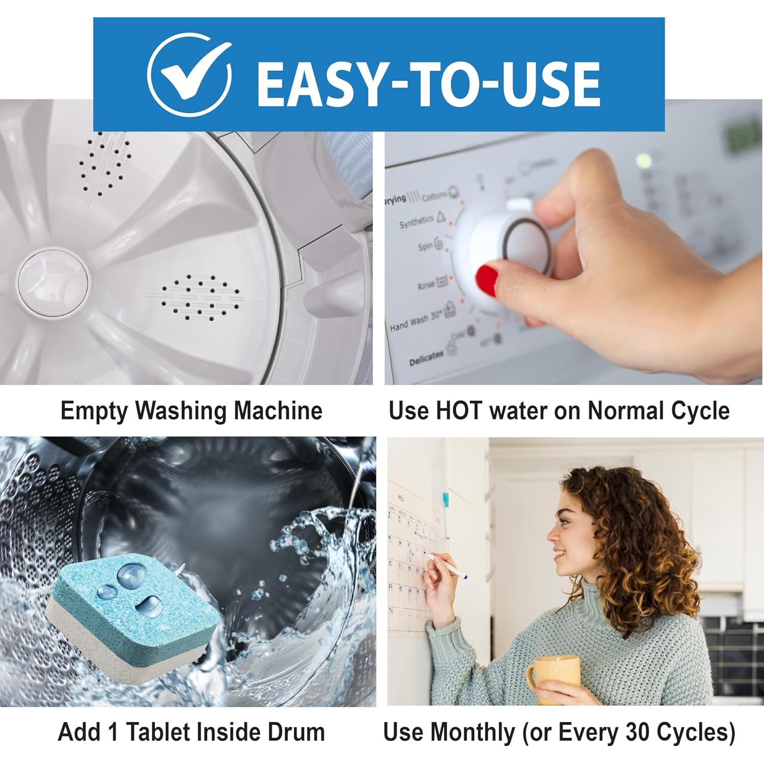 Tabletas de limpieza para lavadoras Sani 360° - 12 unidades