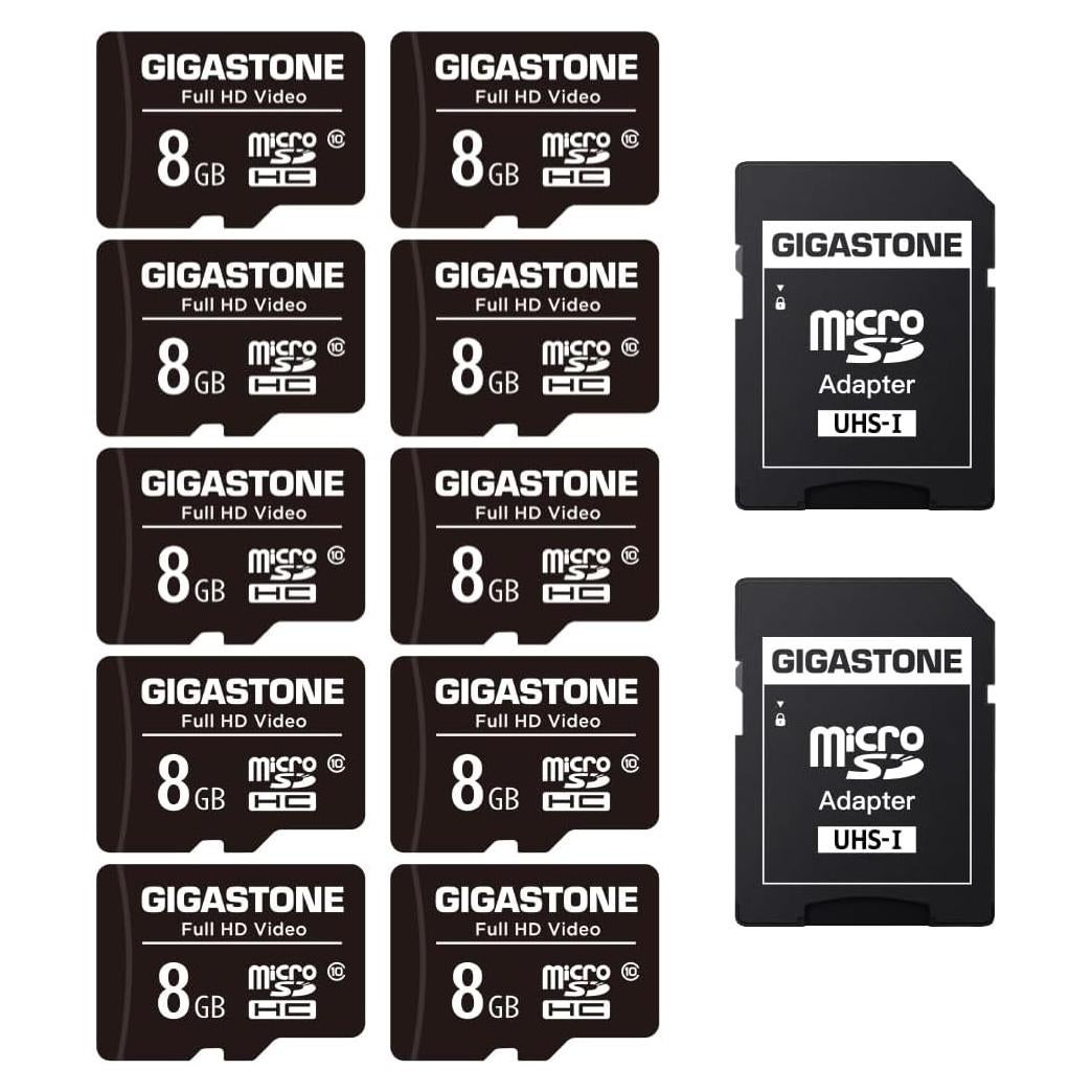 GIGASTONE 8GB Tarjeta Micro SD Paquete de 10 Full HD