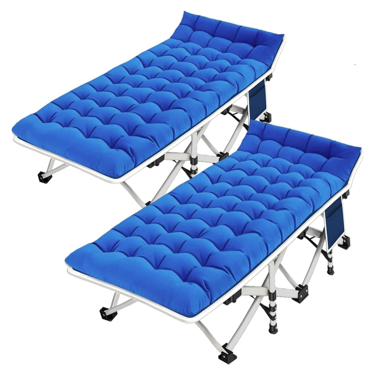 Camas de Camping COLMERD 2 Paquete Azul Plegables con Colchón