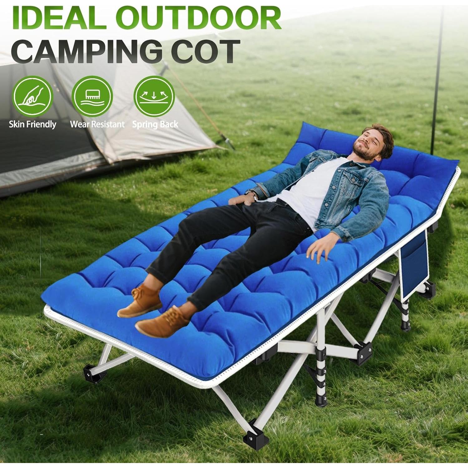 Camas de Camping COLMERD 2 Paquete Azul Plegables con Colchón