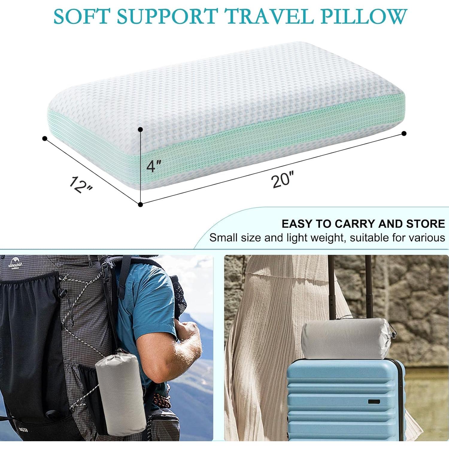 Almohada de Viaje TU LUNA Espuma Viscoelástica Azul 50x30 cm