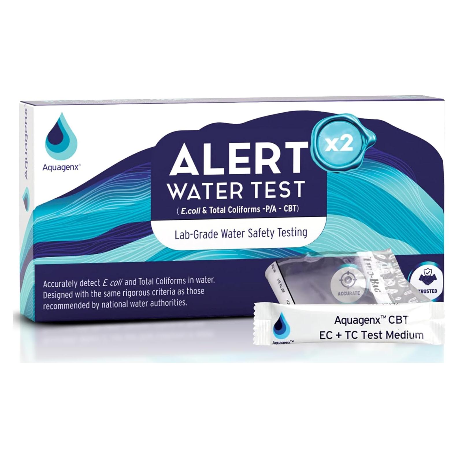 Kit de Prueba de Agua Aquagenx Alert P/A - E. Coli y Coliformes (2 Paquete)