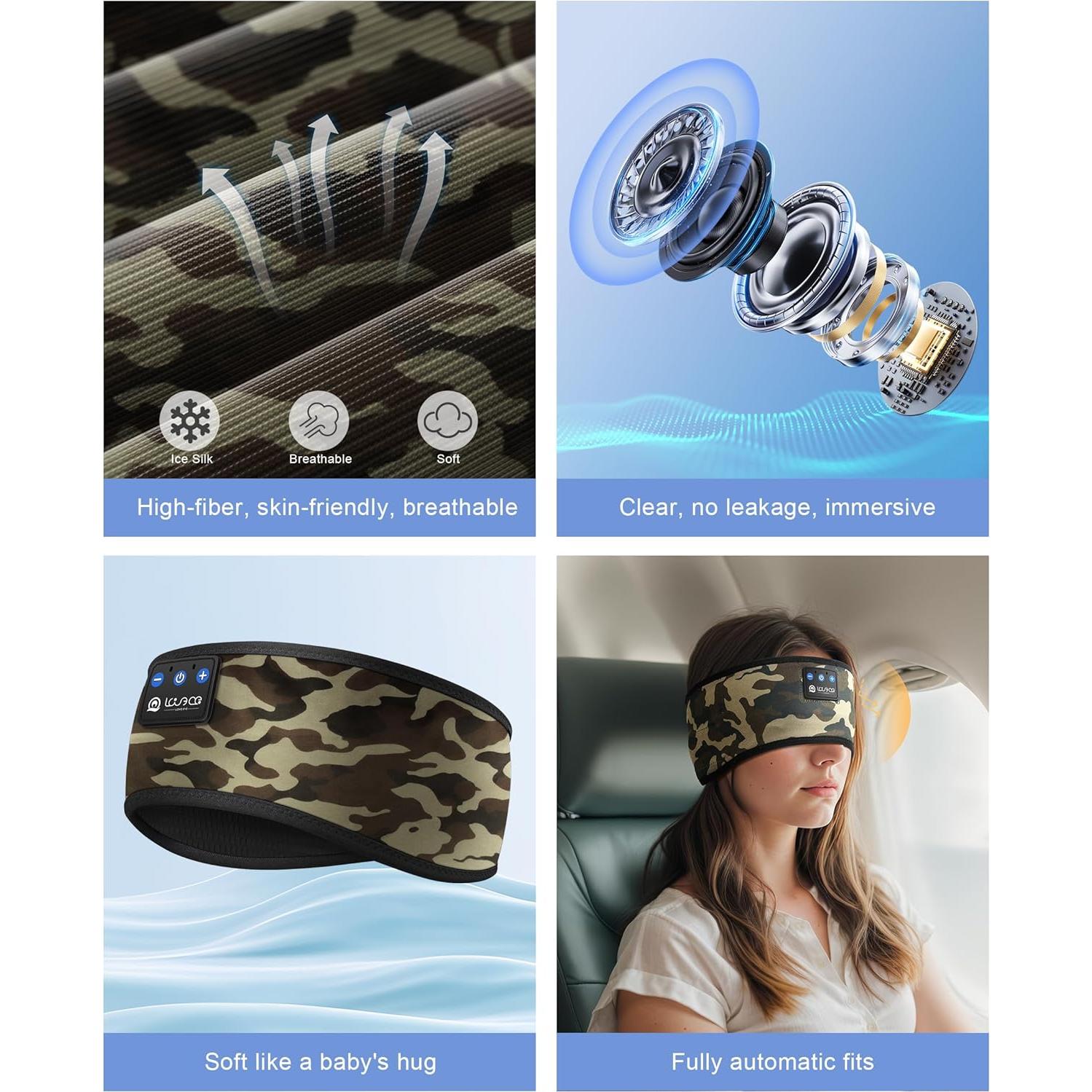 Auriculares Inalámbricos LOVE EYE Cinta Bluetooth 5.4 Camuflaje