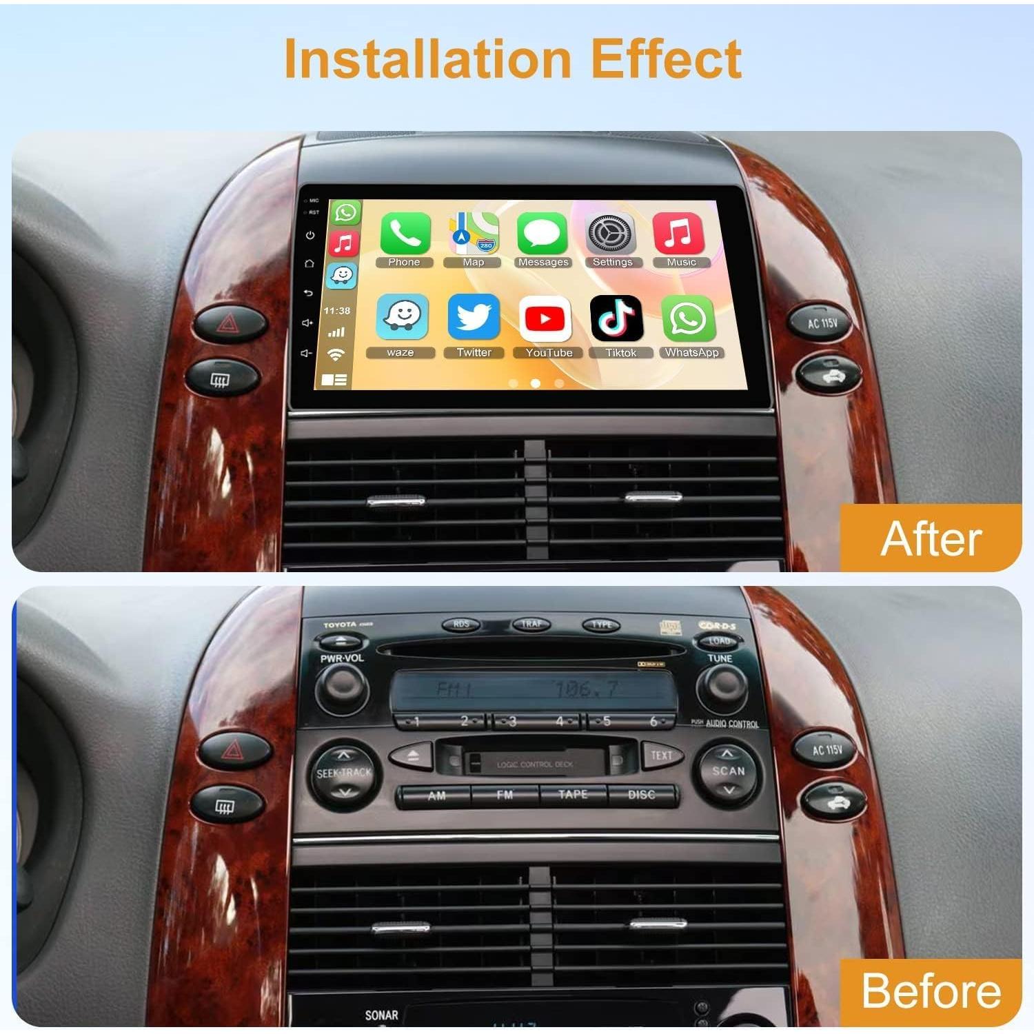 Estéreo de Coche Android 13 Inalámbrico para Toyota Sienna 2004-2010