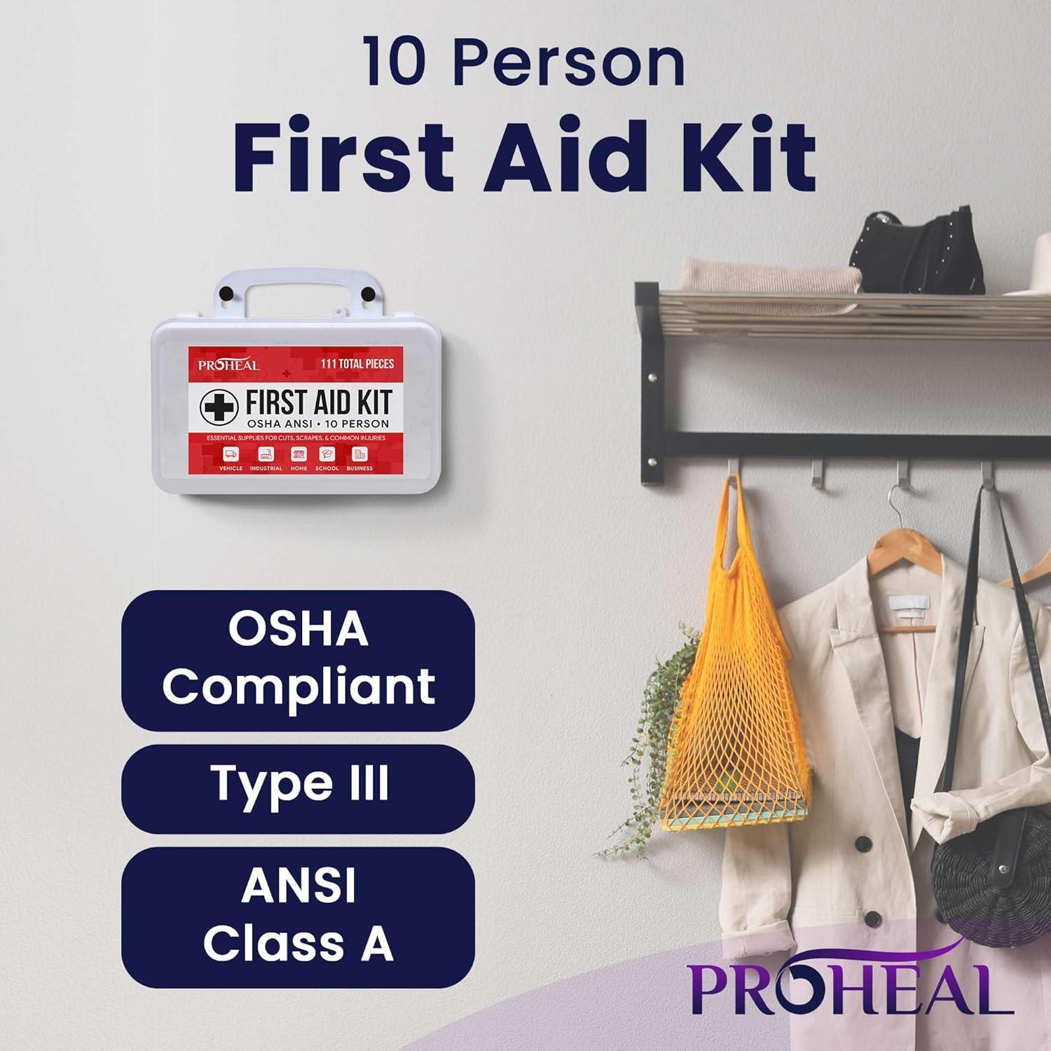 Kit de Primeros Auxilios ProHeal para 10 Personas - 111 Suministros