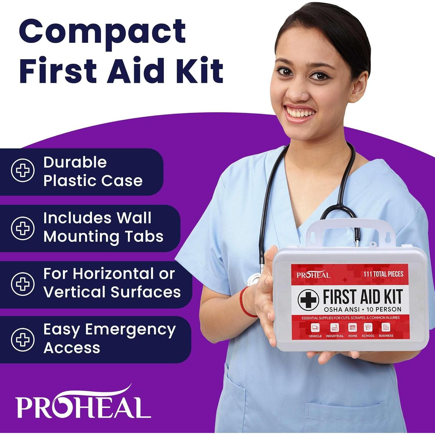 Kit de Primeros Auxilios ProHeal para 10 Personas - 111 Suministros