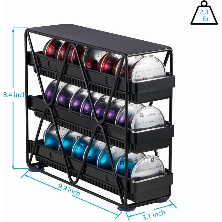 Soporte para Cápsulas de Café MEAERTON 3 Niveles Negro 24 Cápsulas