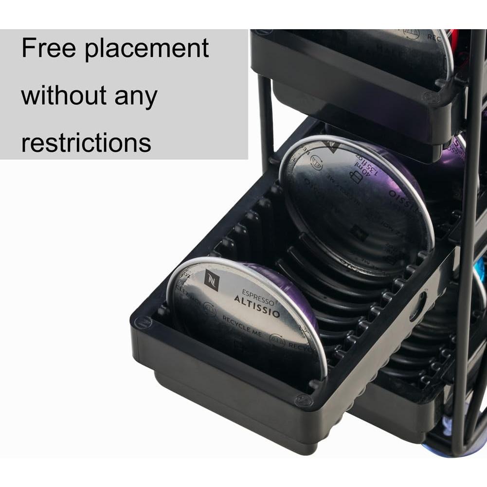 Soporte para Cápsulas de Café MEAERTON 3 Niveles Negro 24 Cápsulas