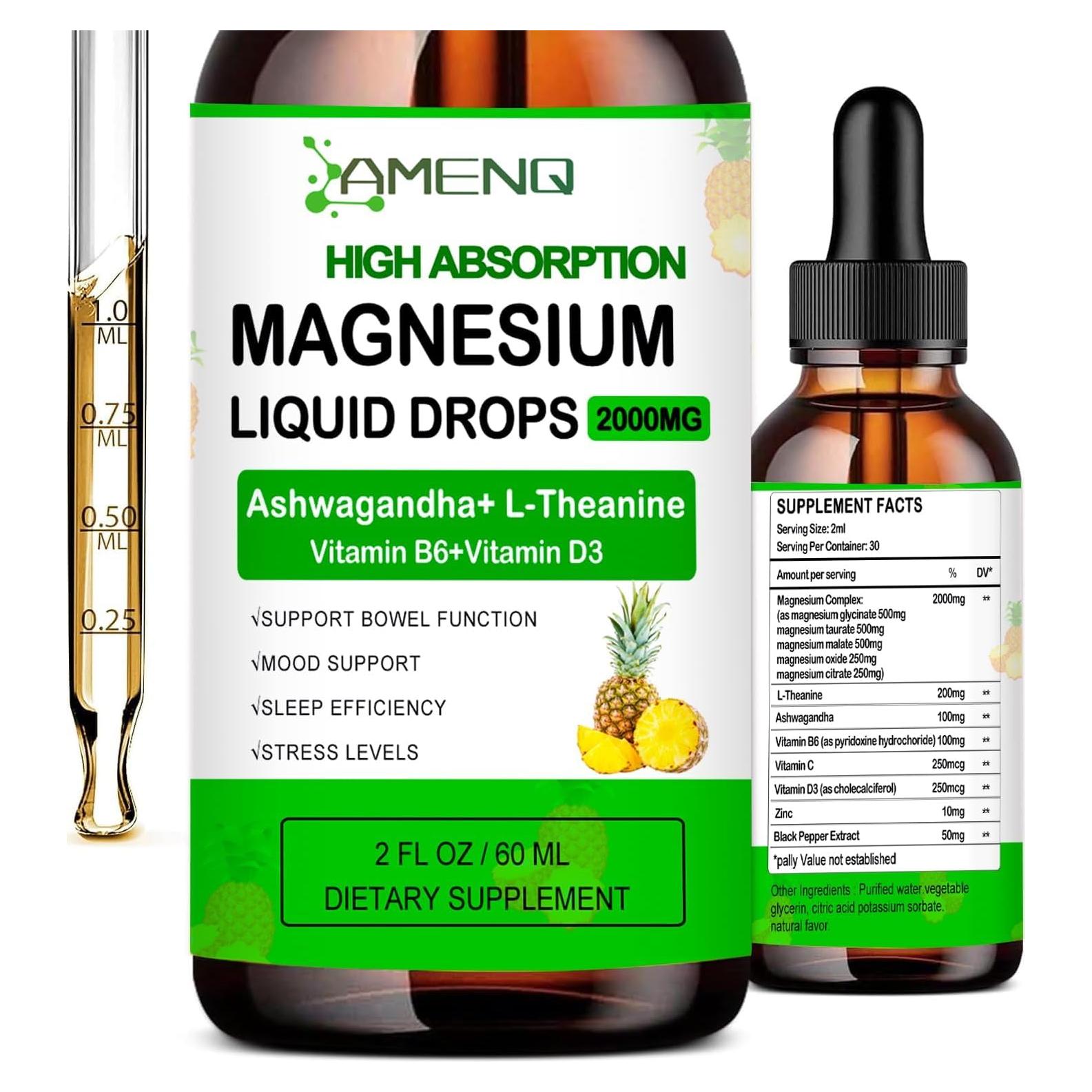 Suplemento Líquido de Magnesio 5 en 1 AMENQ - Sabor Piña