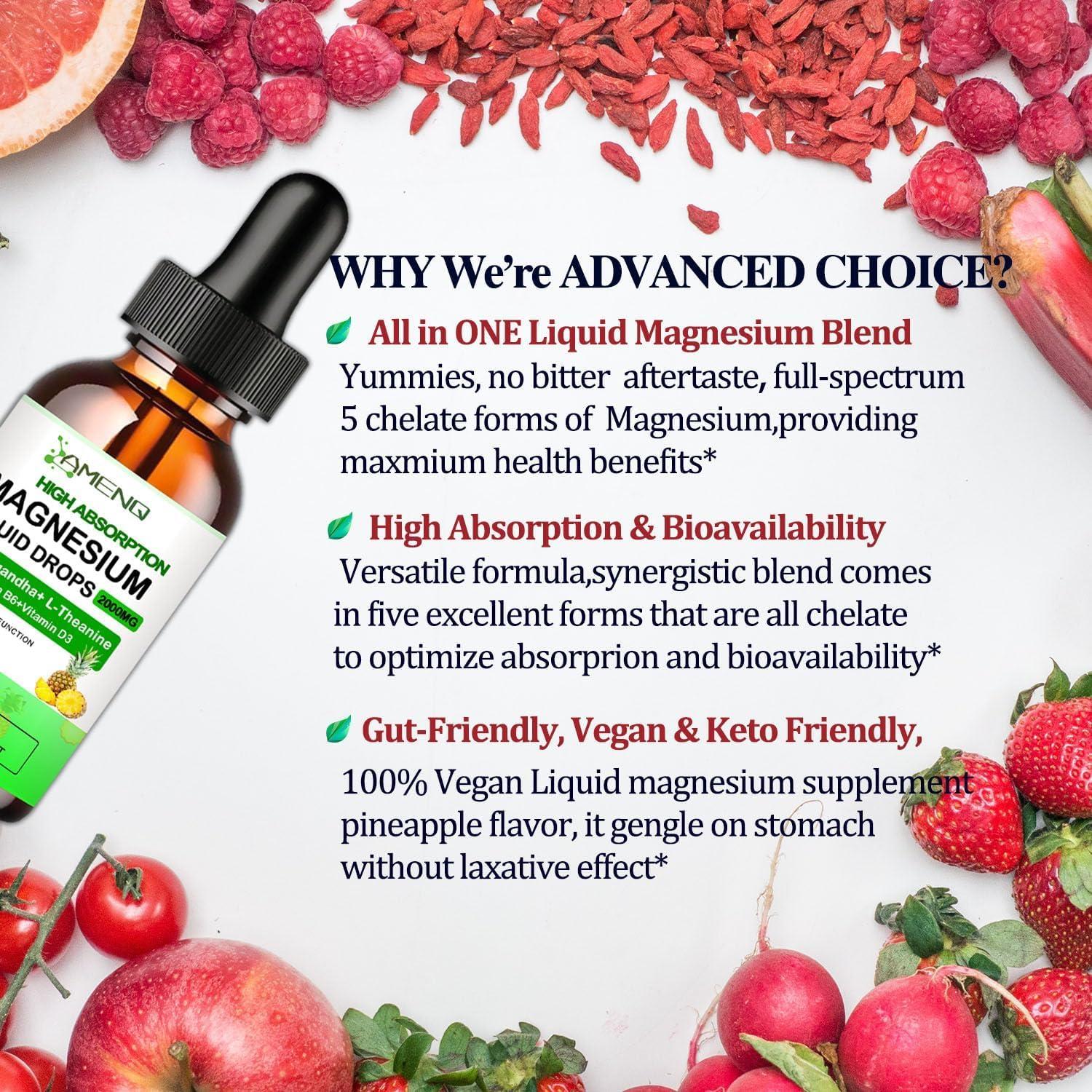 Suplemento Líquido de Magnesio 5 en 1 AMENQ - Sabor Piña